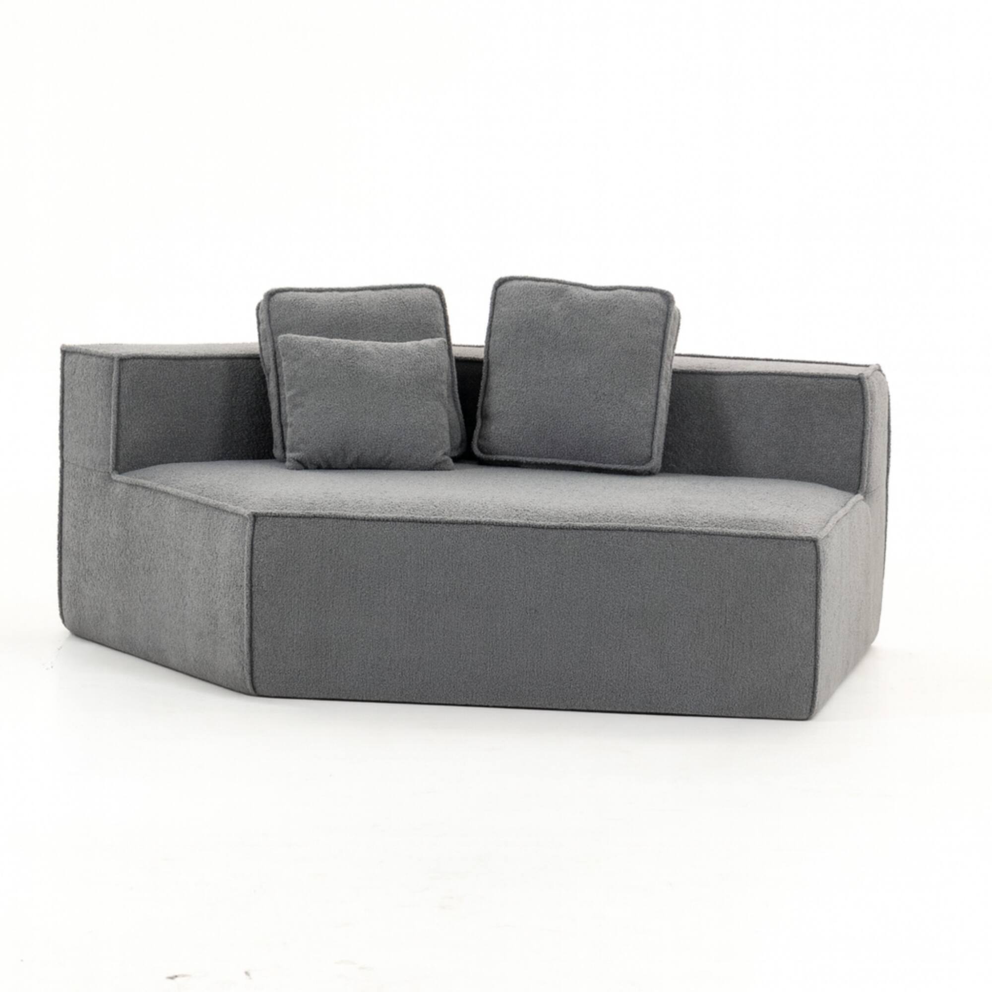 Alt View 4. GOODSILO - Soft Teddy Fleece Single Sofa Chair with Wide Seat and Back Cushions for Cozy Lounging in Small Spaces - Blue Gray.