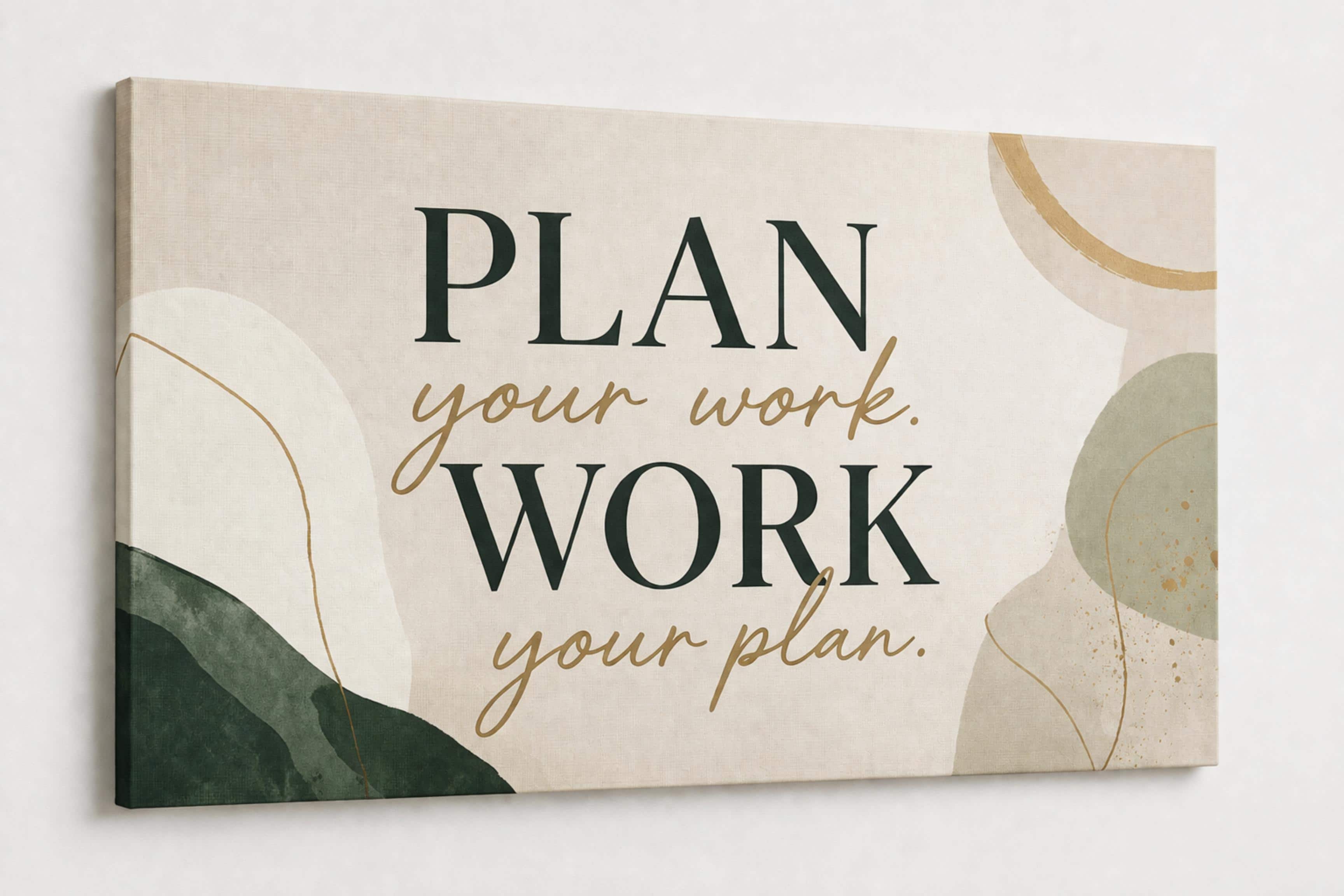 FC Design - Large Canvas 24x36" Plan Your Work Work Your Plan Office Art Painting Home Wall Décor - MultiColor