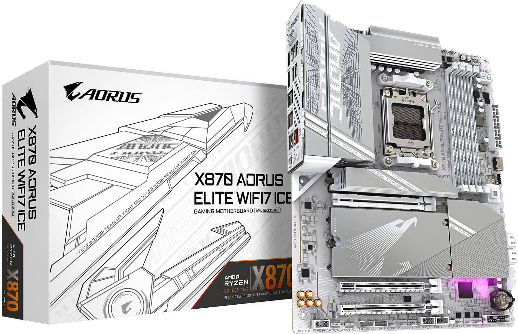Aorus Gaming Elite X870 Motherboard WiFi7 LahdrteLA AMD Ryzen 2nd Gen Socket AMD X870 Aorus Gaming Motherboard.