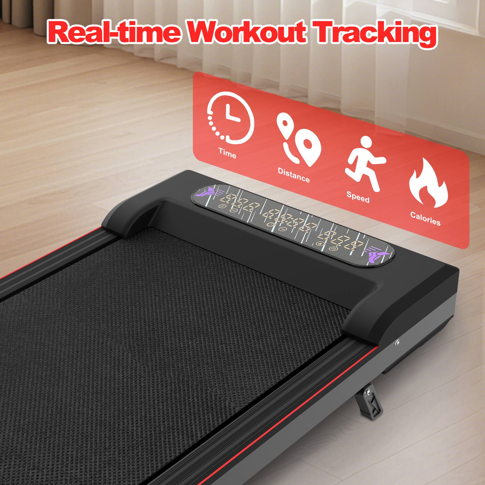 Real-time Workout Tracking  
Time Distance Speed Calories