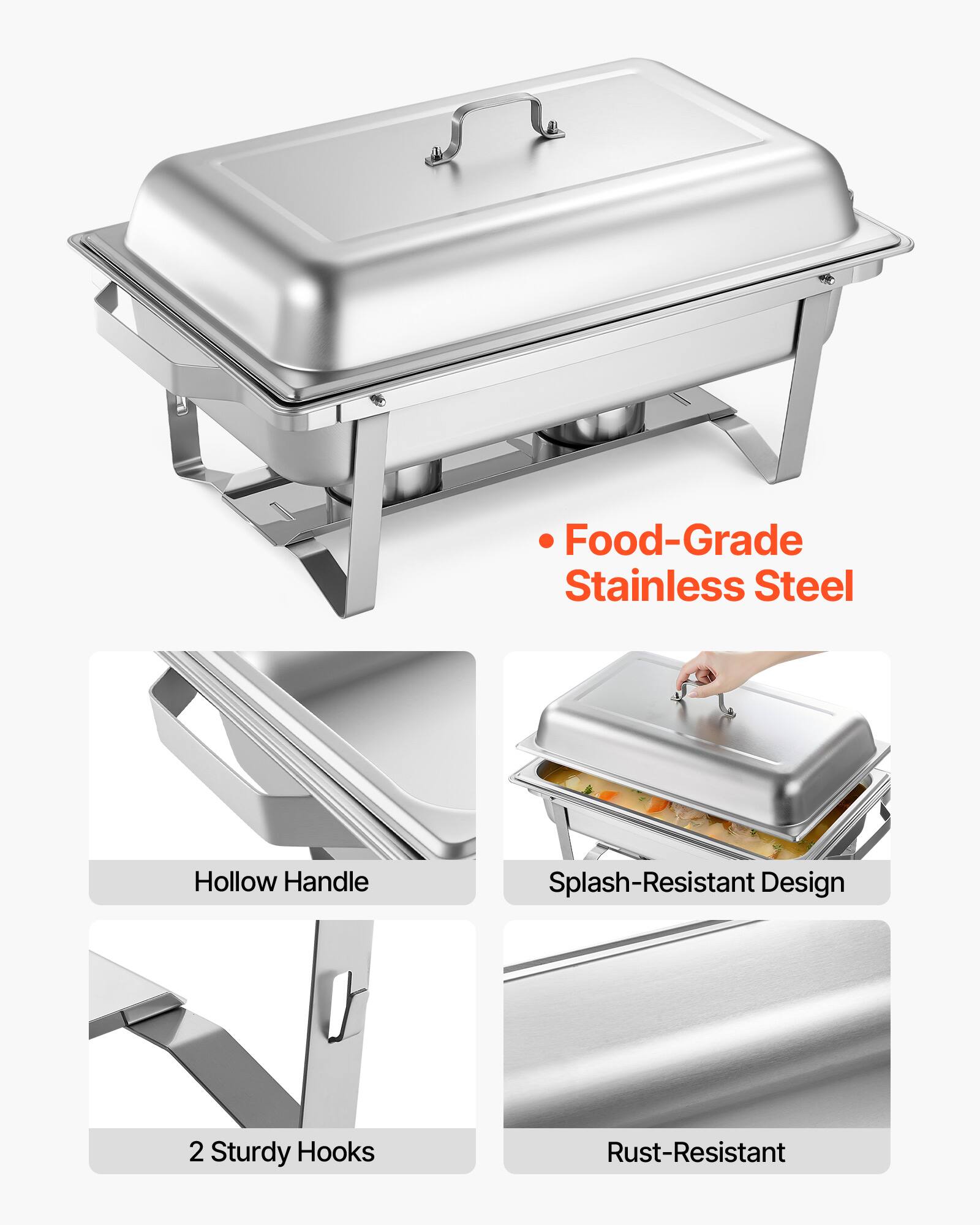 - Food-Grade Stainless Steel
- Hollow Handle
- Splash-Resistant Design
- 2 Sturdy Hooks
- Rust-Resistant