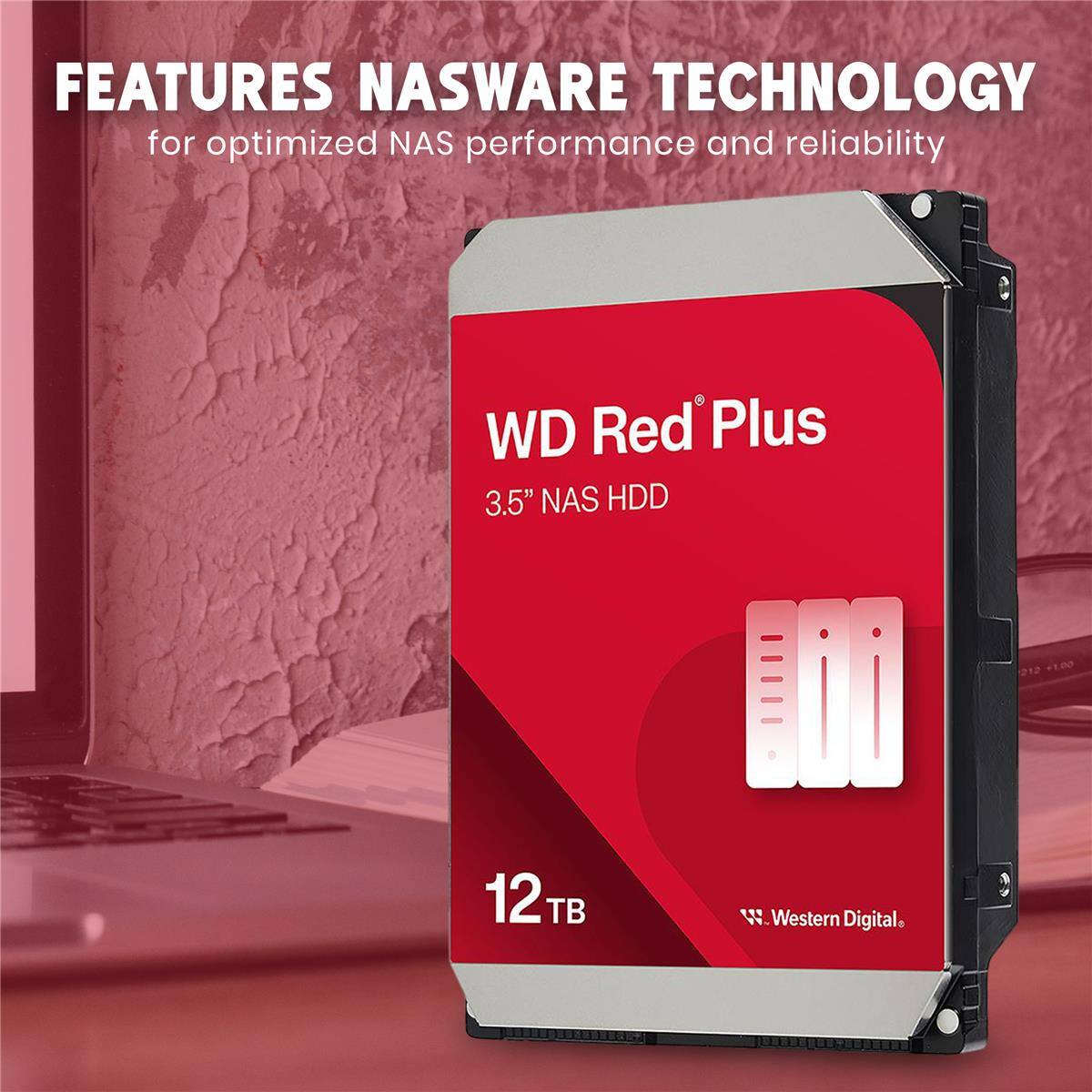 FEATURES NASWARE TECHNOLOGY for optimized NAS performance and reliability

WD Red Plus 3.5" NAS HDD

12 TB

Western Digital