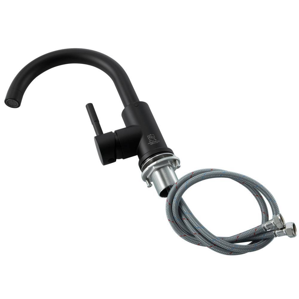 Alt View 1. Elegant Kitchen and Bath - Louis Single Hole Single Handle Bathroom Faucet in Matte Black - Matte Black.