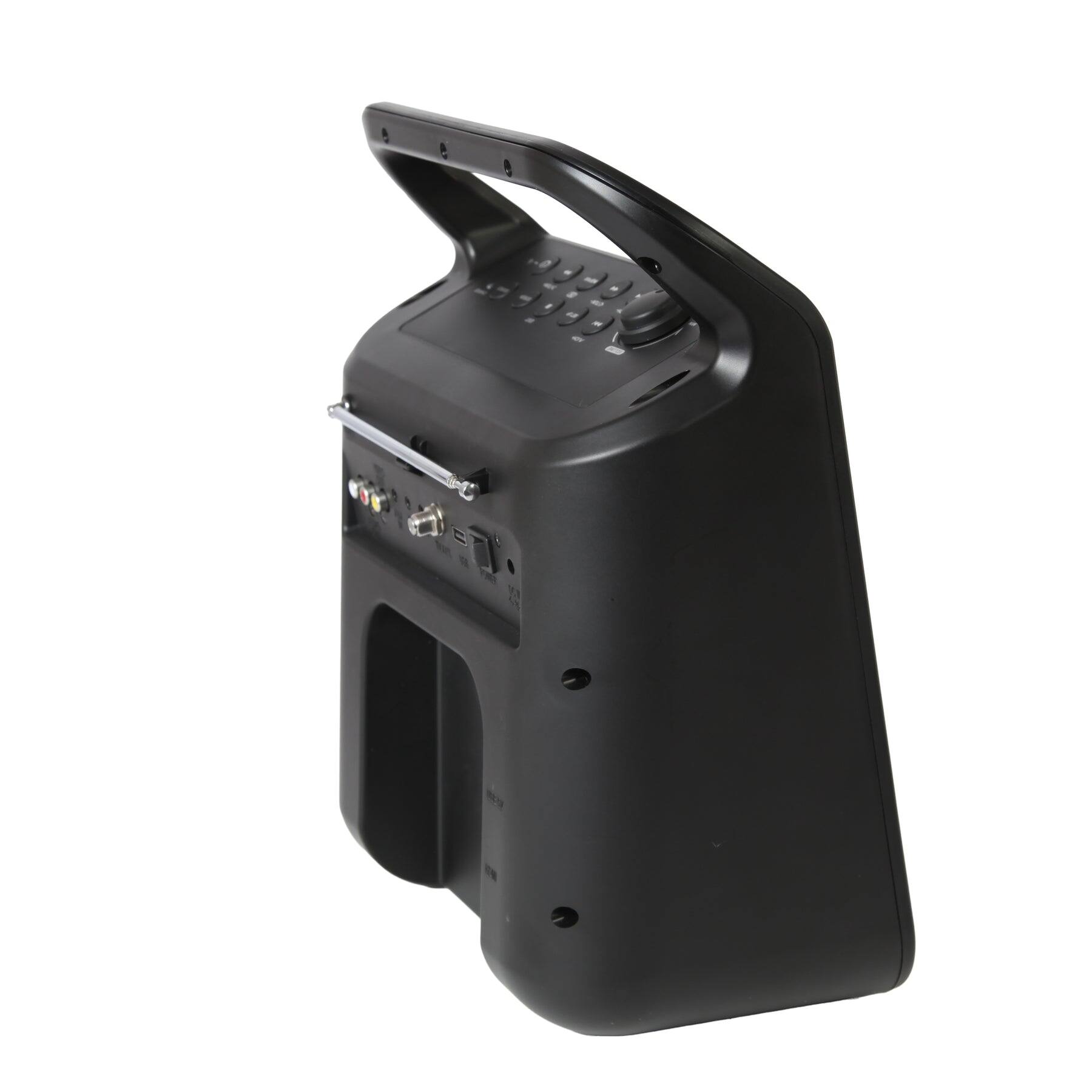 Back. Emerson - Emerson 10.1" Portable TV & DVD Boombox System | IPS Display, ATSC TV Tuner, HDMI, Bluetooth, USB, Rechargeable Battery.