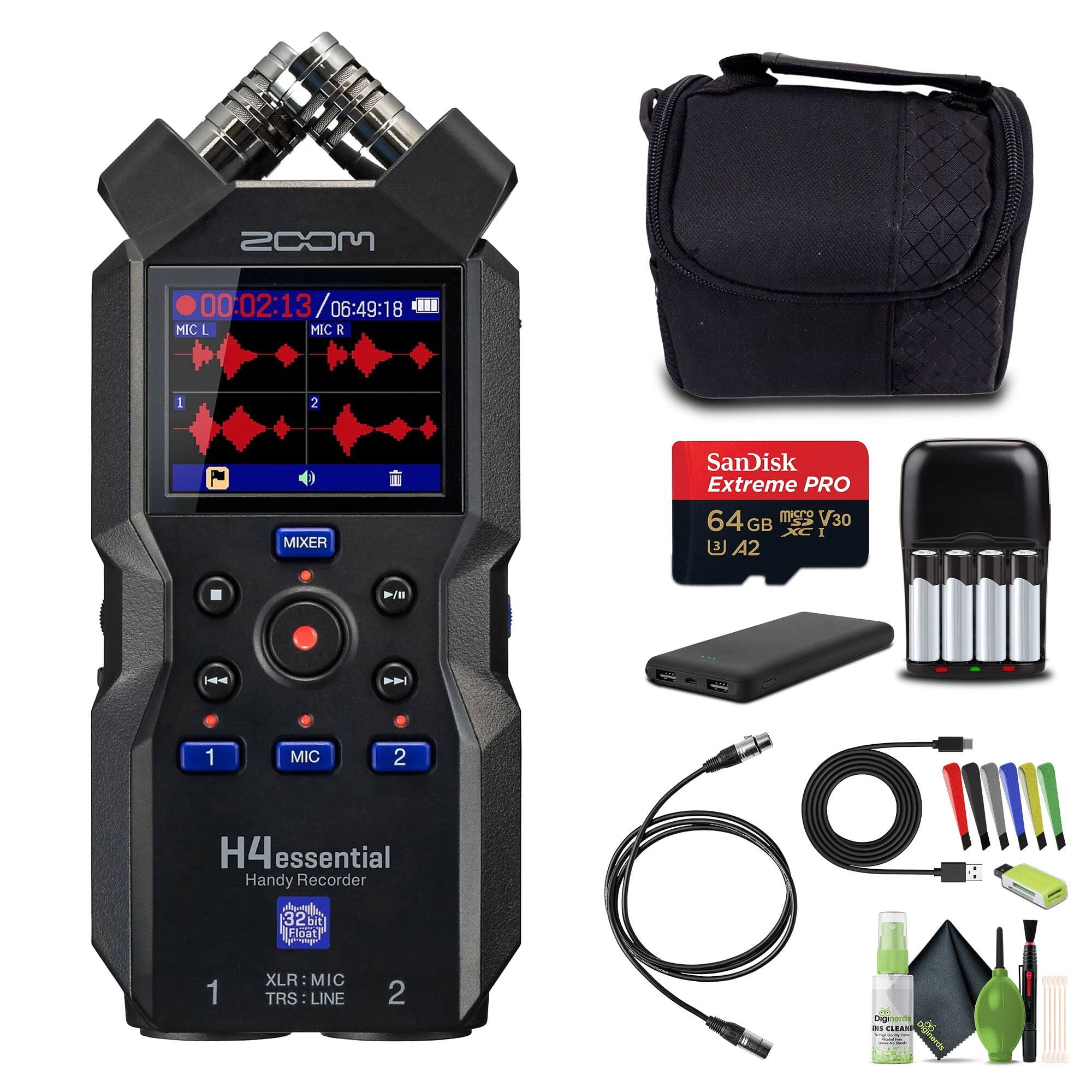 ZOOM H4 Essential Handy Recorder

- 00:02:13 / 06:49:18
- MIC L MIC R
- MIXER
- 1 XLR: MIC
- 2 TRS: LINE
- 32-bit Float
- SanDisk Extreme PRO 64GB V30 XC I A2
- 1 MIC
- 2 MIC
- Essential Handy Recorder
- 1
- 2
- MIXER
- DIGITECTRONICS USB Cleaning Kit