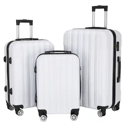 Front. Winado - 20"/24"/28" 3 Piece Trolley Carry On ABS Luggage Lightweight Hardside Suitcase Set Spinner Wheels & TSA Lock for Travel - White.