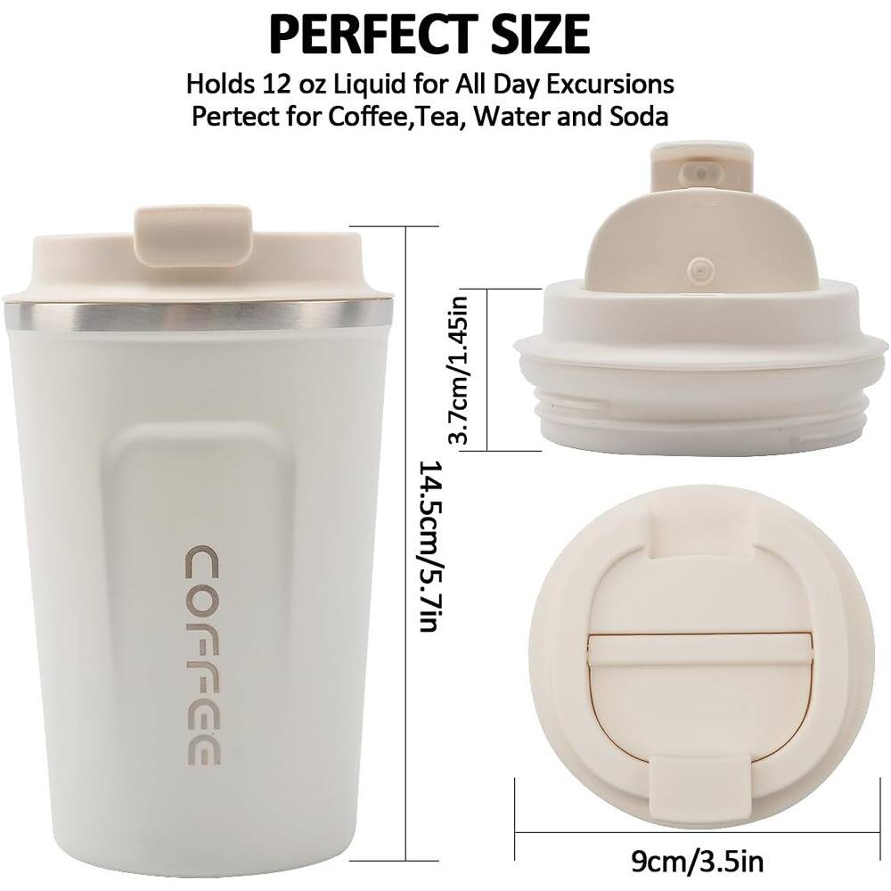 PERFECT SIZE  
Holds 12 oz Liquid for All Day Excursions  
Perfect for Coffee, Tea, Water and Soda  

3.7cm/1.45in  
14.5cm/5.7in  
9cm/3.5in