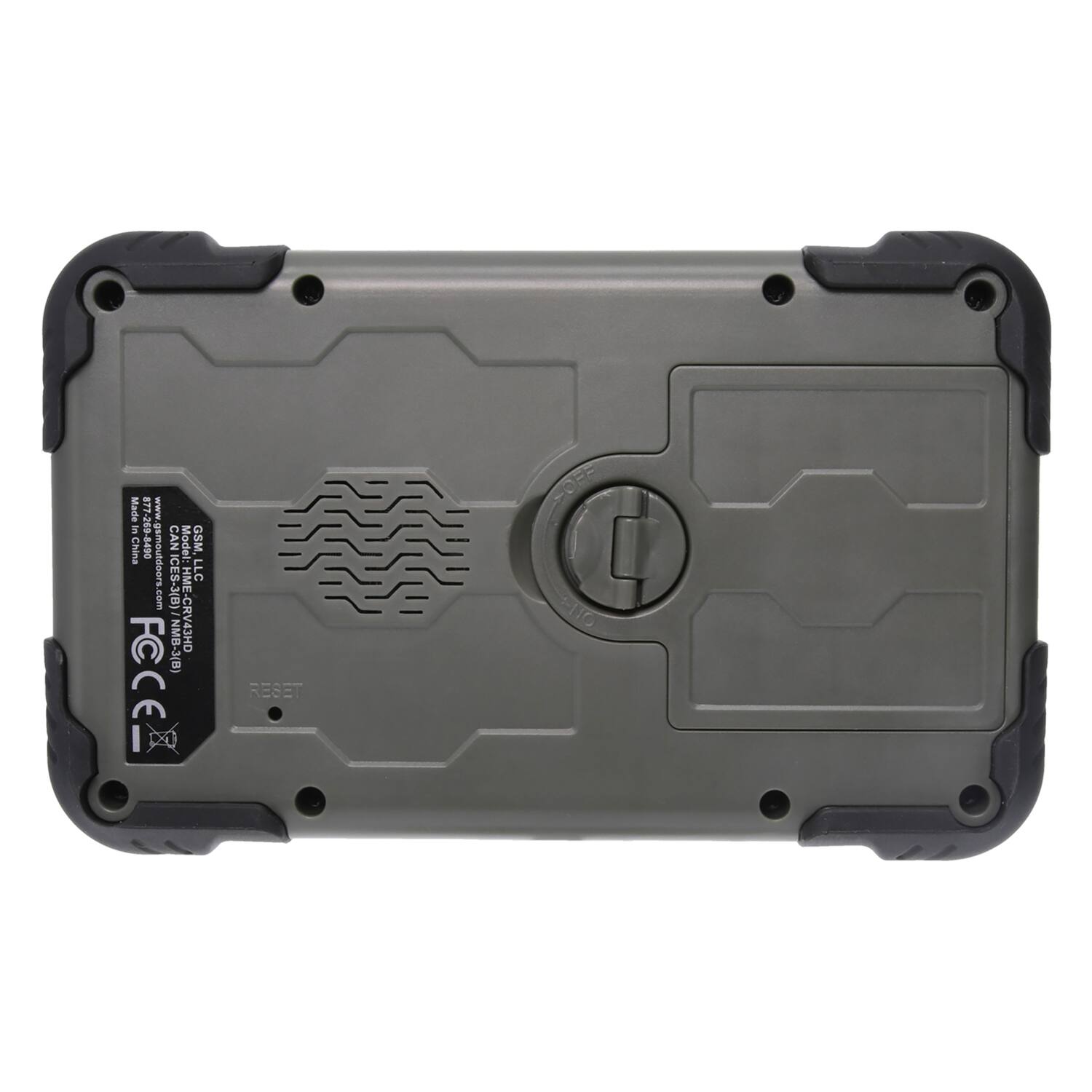 Made in China  
www.gsmoutdoors.com  
Model: GSM  
DEPO gsmo  
FC NM0-3(B)  
E-CRV43HD  
RESET  
FOFF  
ETTG