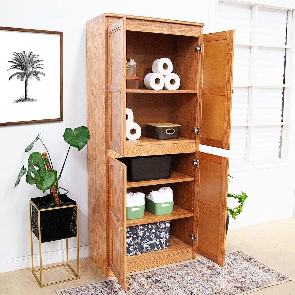 Alt View 4. Concepts in Wood - Multi use Storage Cabinet 5 Shelves Dry Oak Finish - Brown.