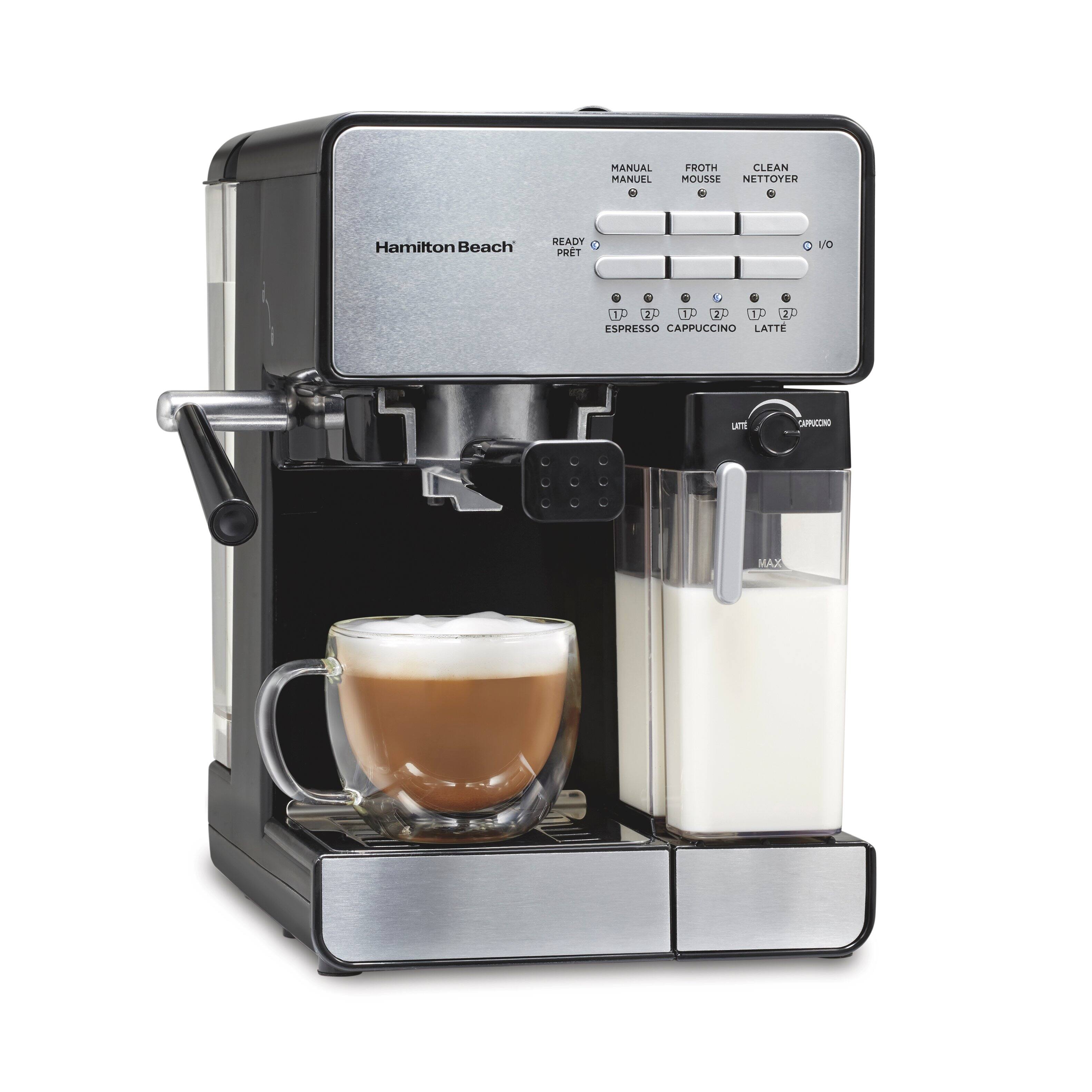 MANUAL MANUEL  
FROTH MOUSSE  
CLEAN NETTOYER  
Hamilton Beach  
READY PRET  
O 1/0  
H 1. 2 1. 2) 1' 2  
ESPRESSO CAPPUCCINO LATTE  
LATE  
CAPPUCCINO  
MAX