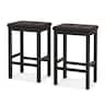 Costway - Set of 2 Rubber Wood Bar Stools 24" Counter Height Stool with Padded Seat, Footrest - Brown & Black
