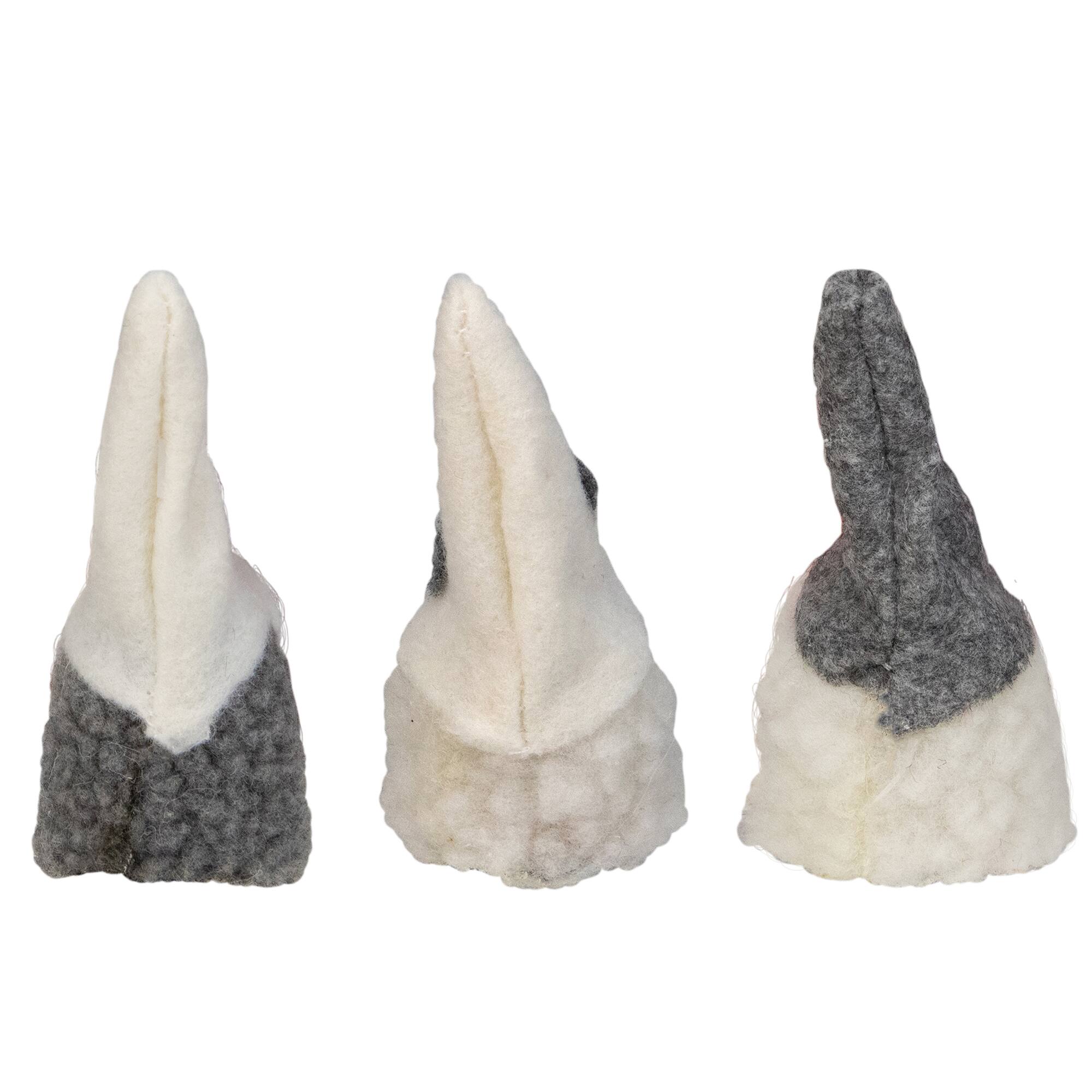 Alt View 2. Northlight - Christmas Gnomes Heads - 3.75" - Gray and Cream - Set of 3 - Gray.