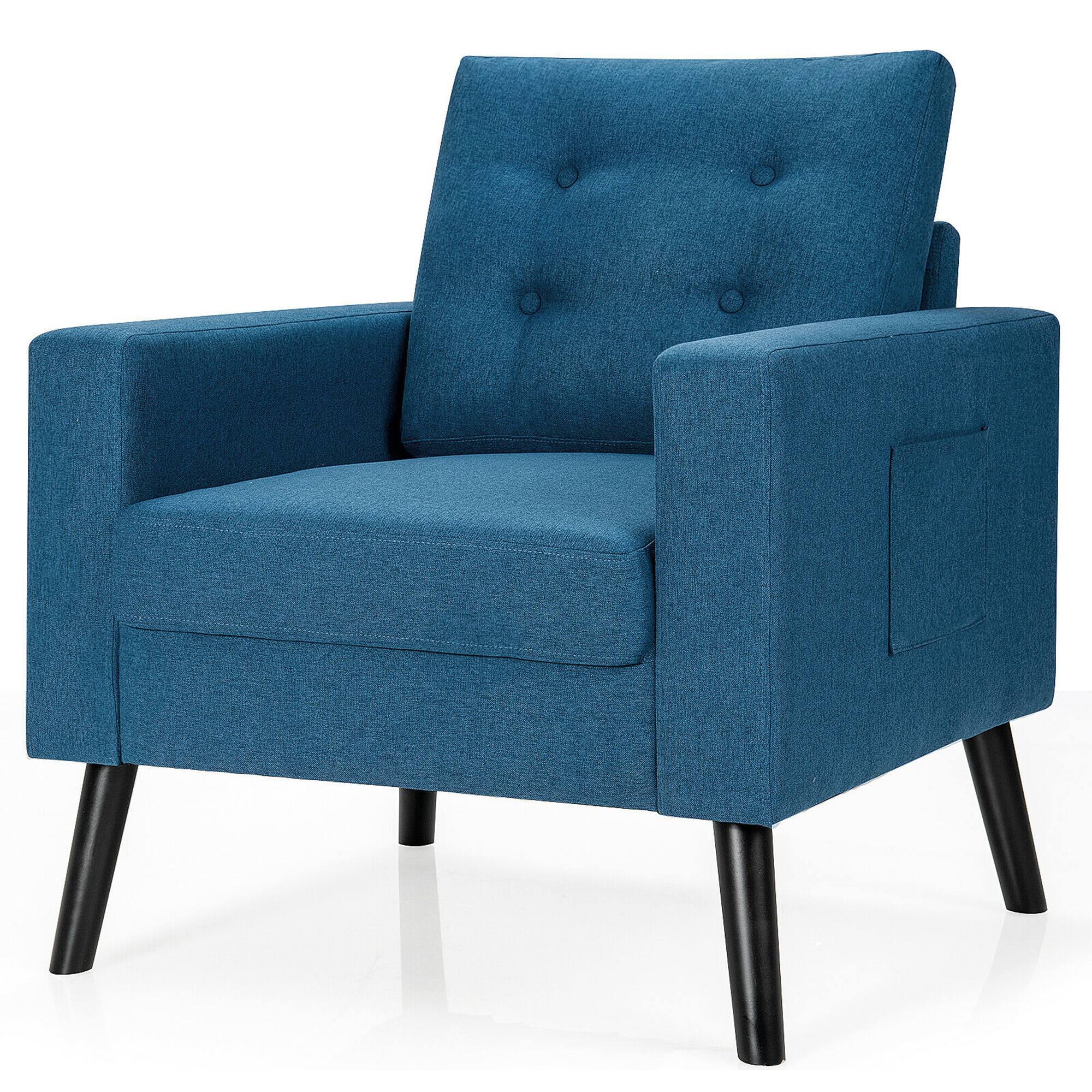 Alt View 5. Gymax - Gymax Set of 2 Upholstered Accent Chair Single Sofa Armchair w/ Wooden Legs Navy - Navy.