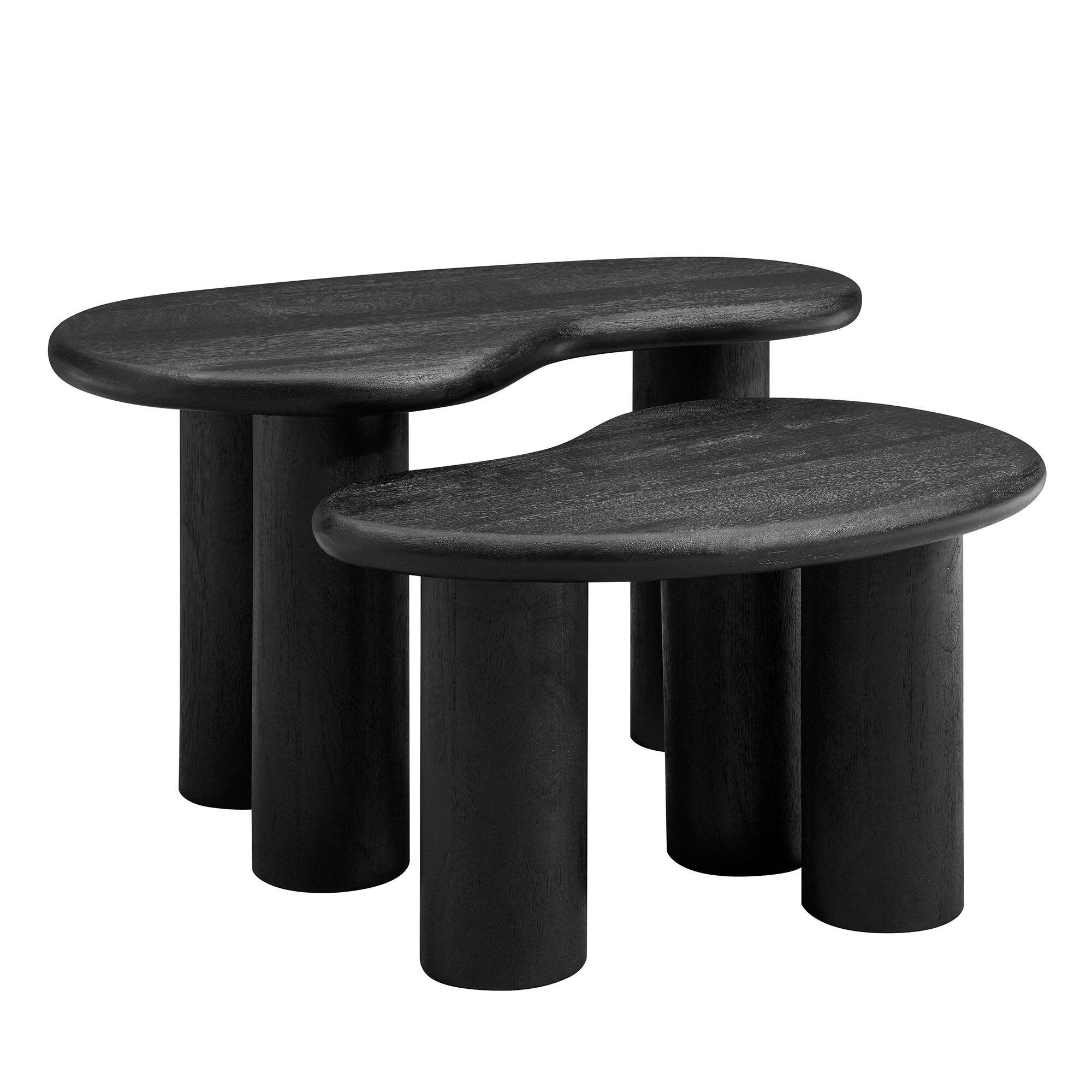 Angle. Modway - Hackney Mango Wood Nesting Coffee Table Set by Modway - Black.