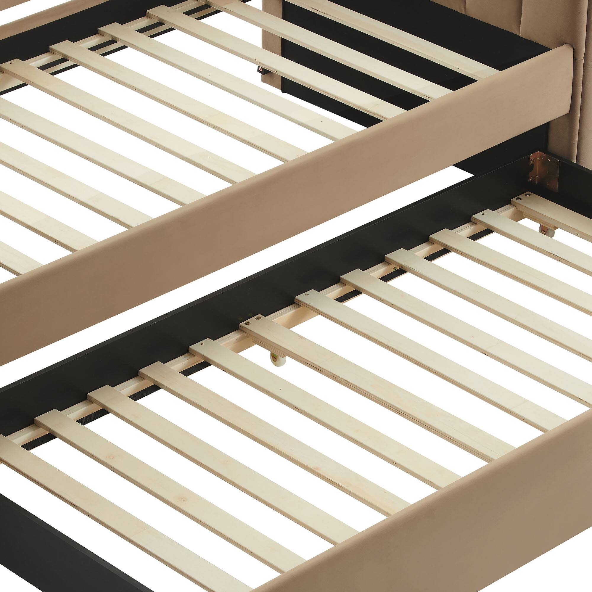 Alt View 10. Modway - Veyla Channel Tufted Performance Velvet Twin Daybed With Trundle by Modway - Taupe.