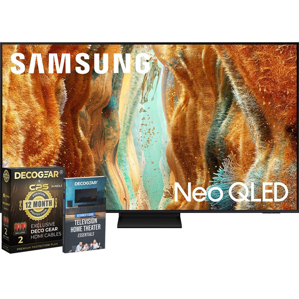 SAMSUNG  
Neo QLED  

DECOCGEAR  
CPS BUNDLE PREMIUM  
12 MONTH CPS PROTECTION  
EXCLUSIVE DECOCGEAR HDMI CABLES  
2 PLAN PREMIUM PROTECTION  

DECOCGEAR  
BEGINNER'S GUIDE  
TELEVISION HOME THEATER ESSENTIALS