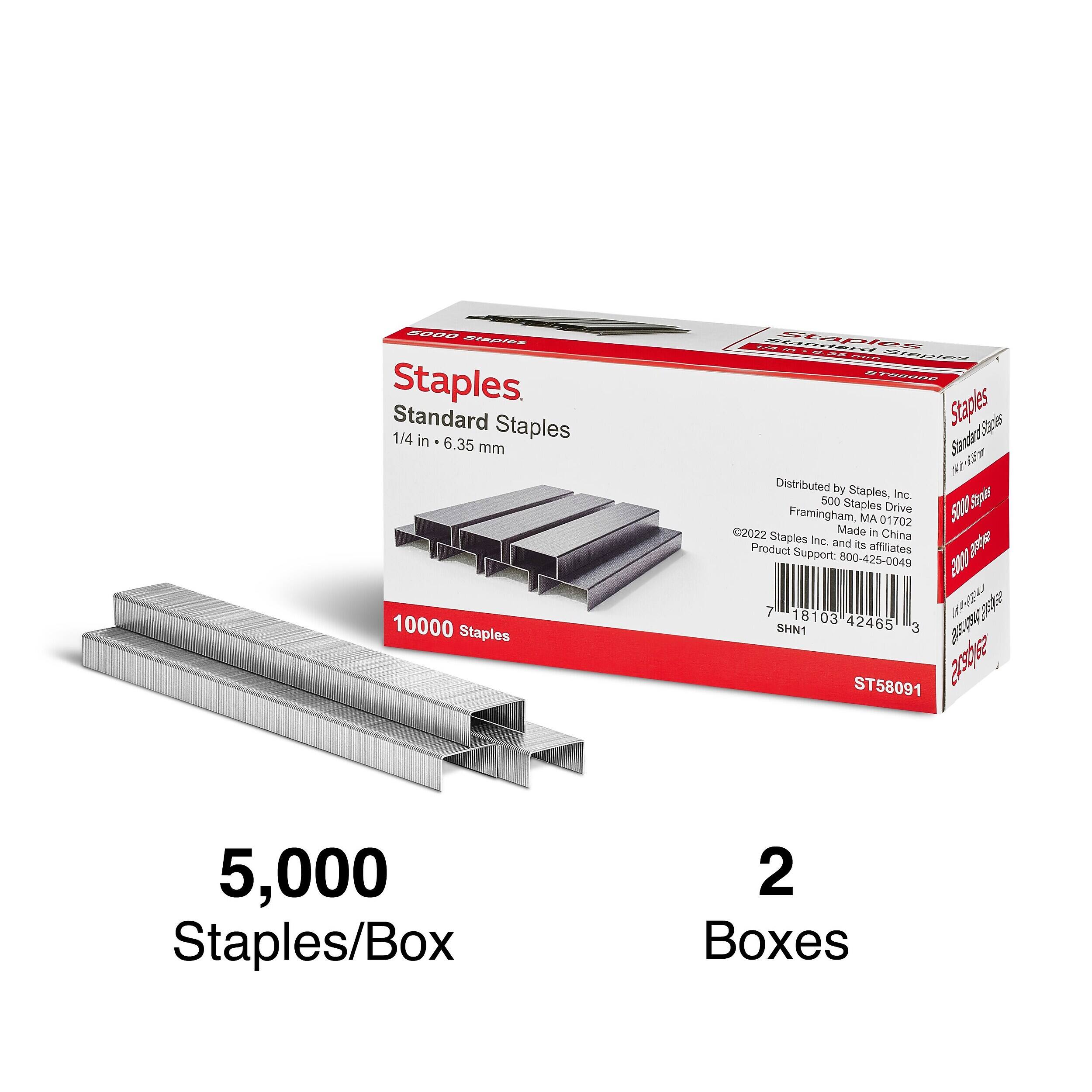 TRU RED Standard Staples, 1/4‑Inch Leg Length, 5000‑Count, 2‑Pack ...