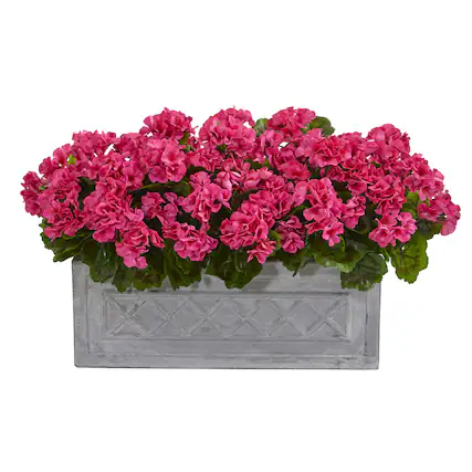 Front. BreeBe - Geranium Artificial Plant in Stone Planter UV Resist Beauty - Beauty.