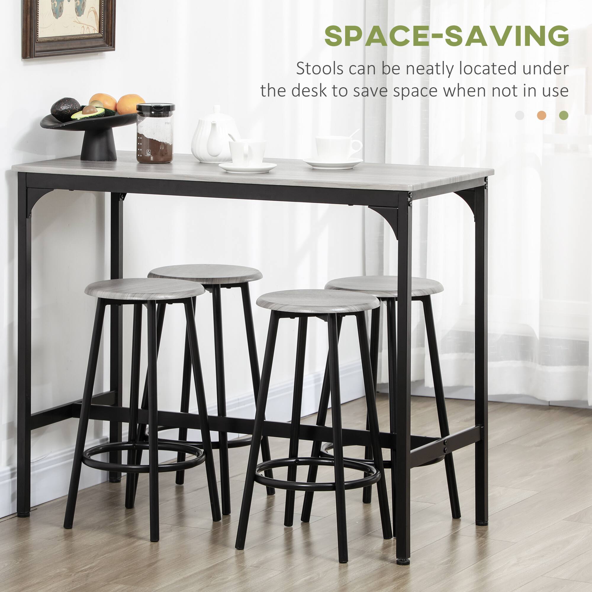 SPACE-SAVING
Stools can be neatly located under the desk to save space when not in use