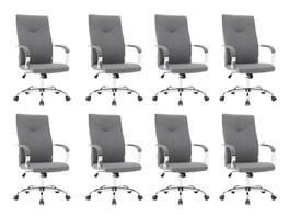 LeisureMod - Set of 8 Sonora Modern Ergonomic High-Back Leather Task Office Chair with Swivel and Tilt for Home Office - Gray