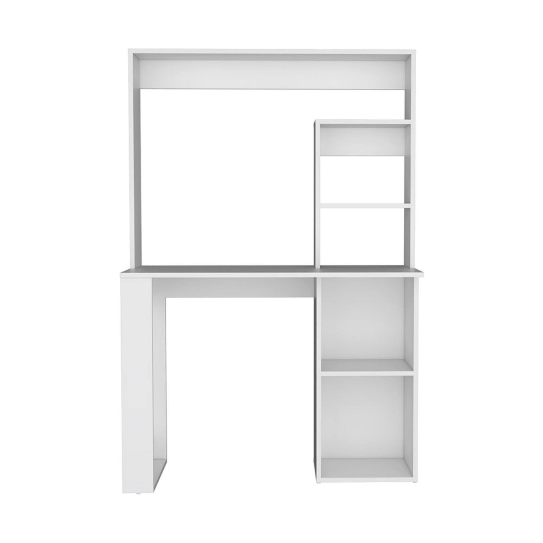 Alt View 8. Glintex - Writing Computer Desk with Hutch, Compact Design for Home Office, Five Storage Shelves for Organization - White.