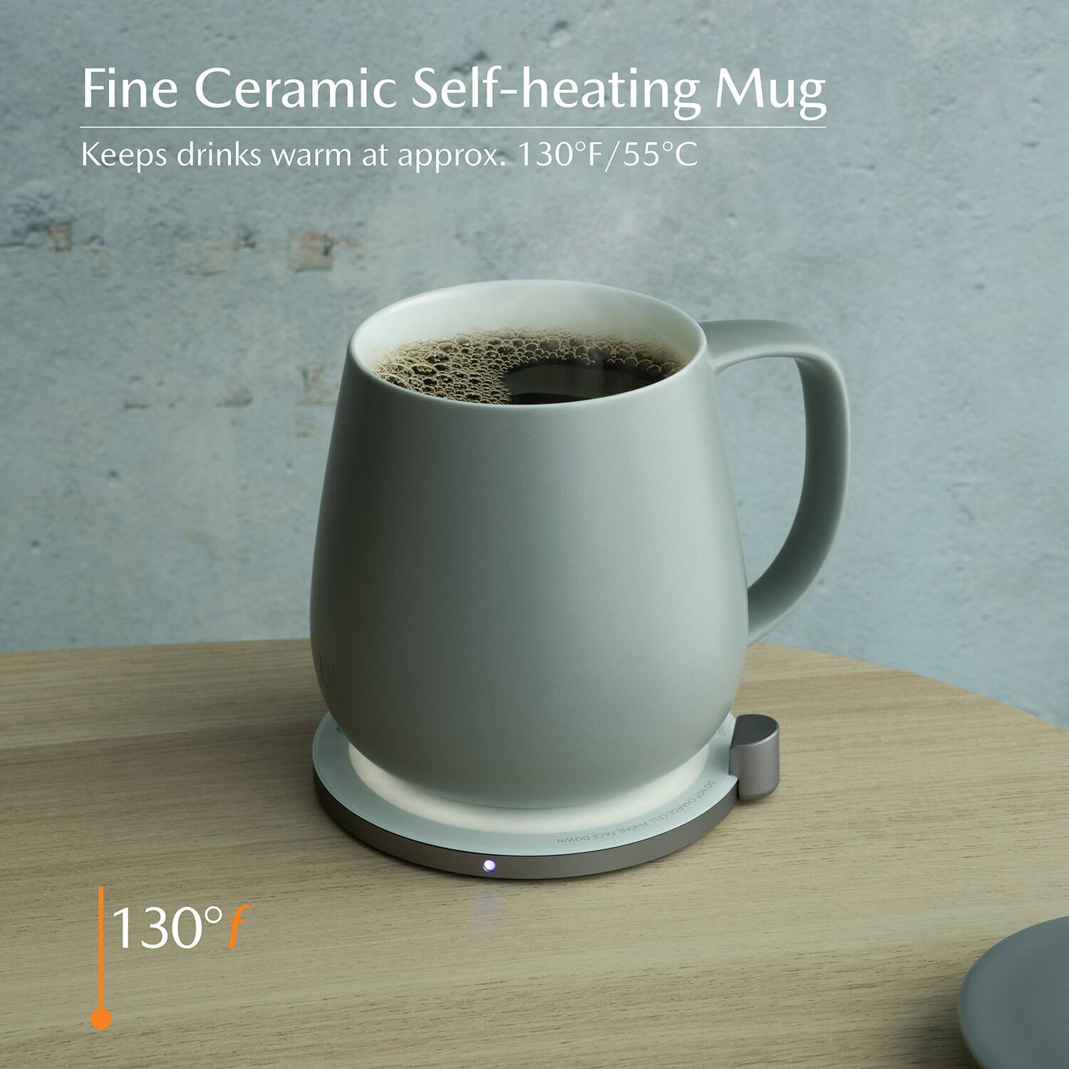 Fine Ceramic Self-heating Mug  
Keeps drinks warm at approx. 130°F/55°C
