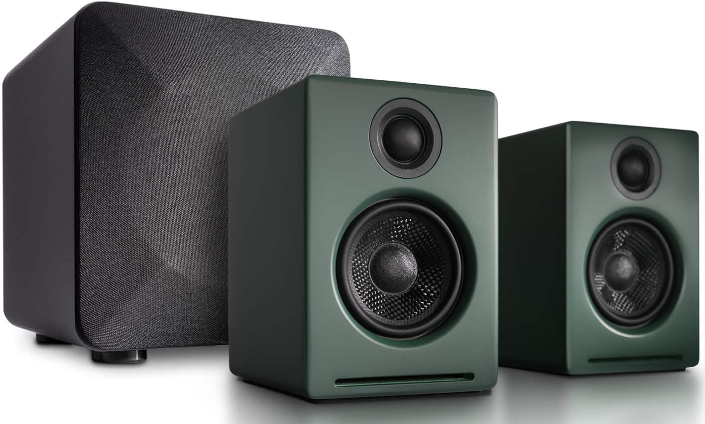 Audioengine - A2+ Next Gen Home Music System & S6 Grey Powered Subwoofer - Green