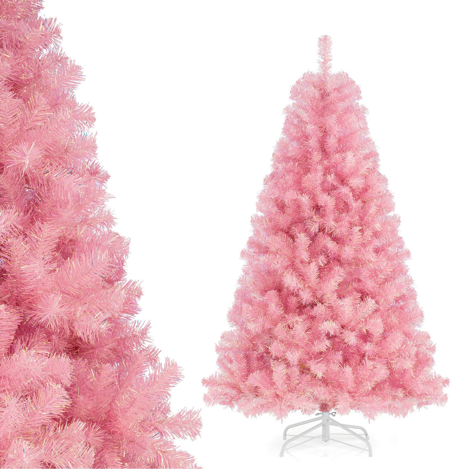 Alt View 9. Costway - Costway 6 FT Artificial Tinsel Christmas Tree with 250 Lights, 8 Modes, 688 Branch Tips - Pink.