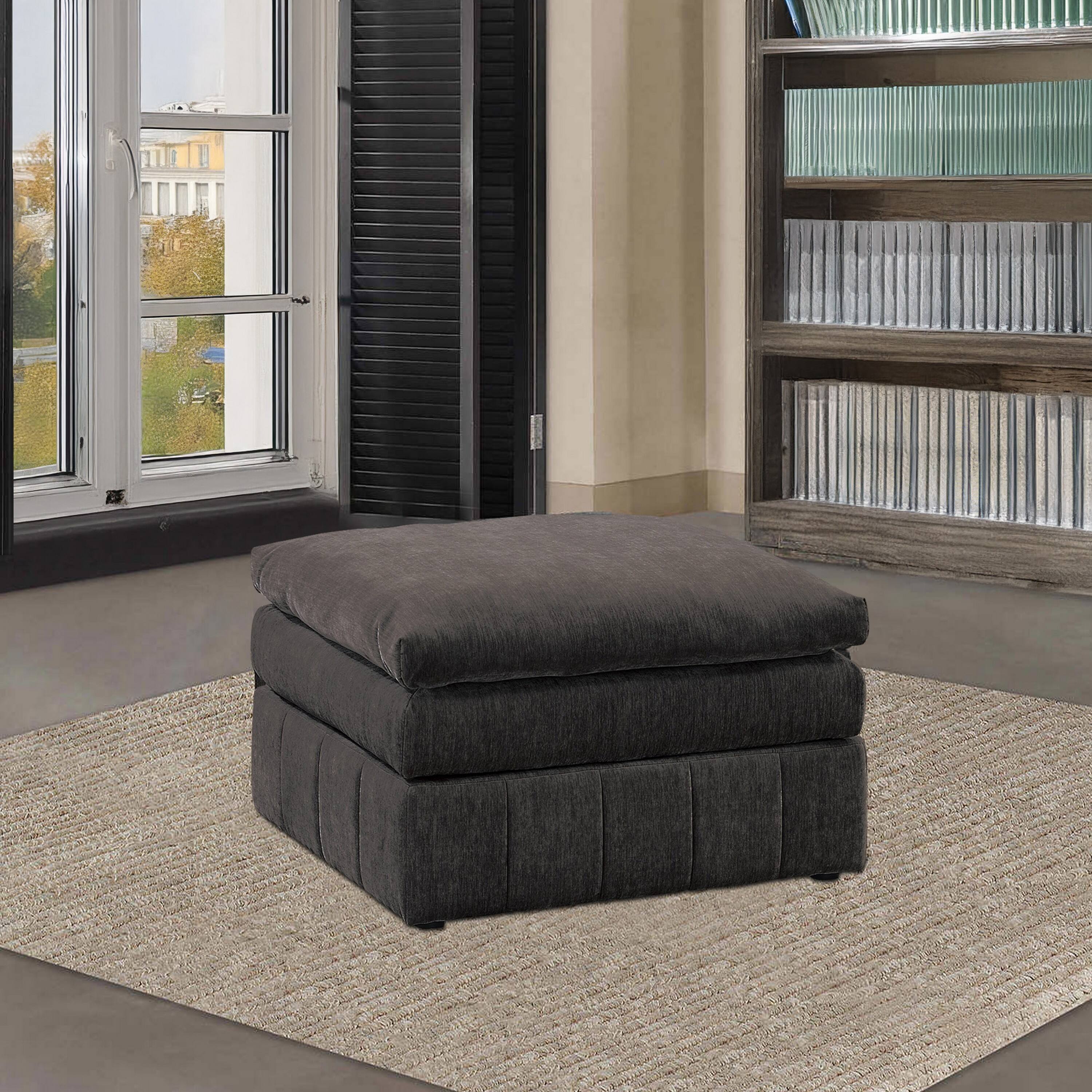 Alt View 5. Manhattan Lane - Luna 33 Inch Modular Ottoman, Three Layer Plush Cushioned Seat, Dark Gray - Dark Gray.
