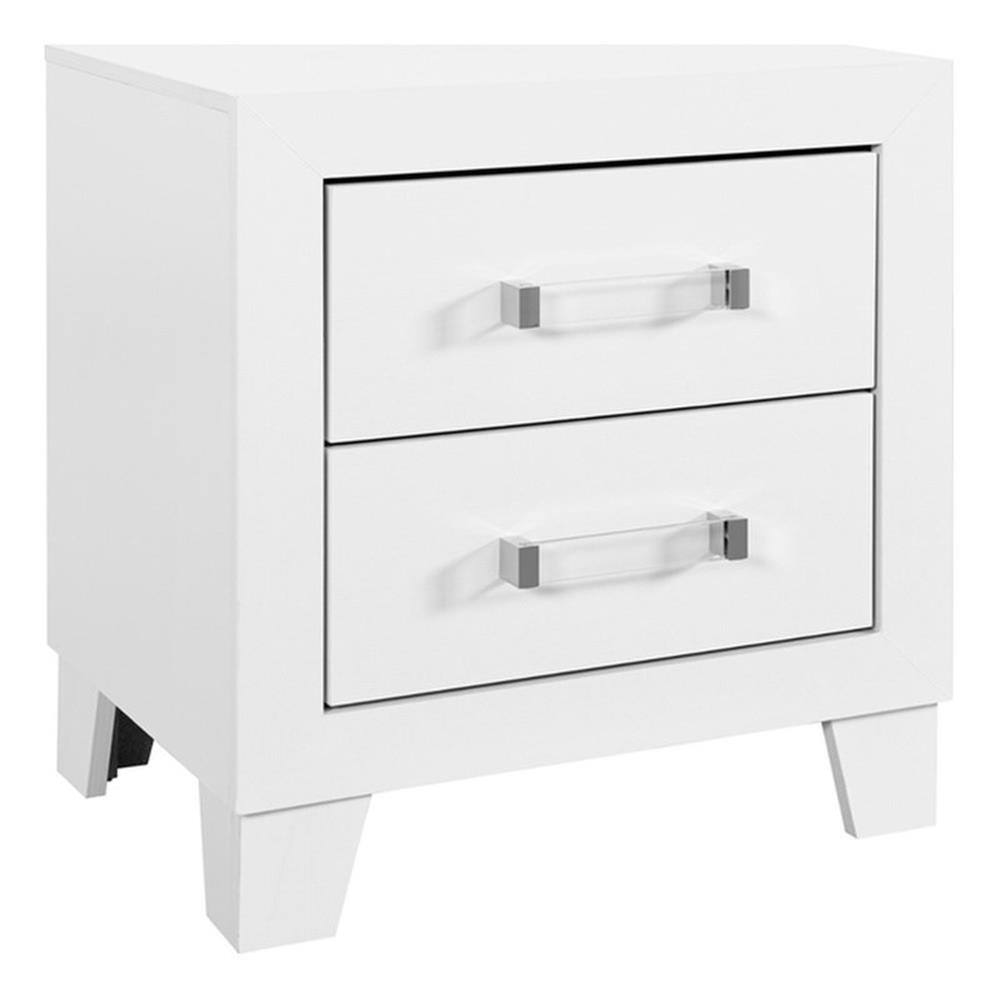 Angle. Global Furniture USA - Luccia White Wood 2-Drawer Nightstand - White.
