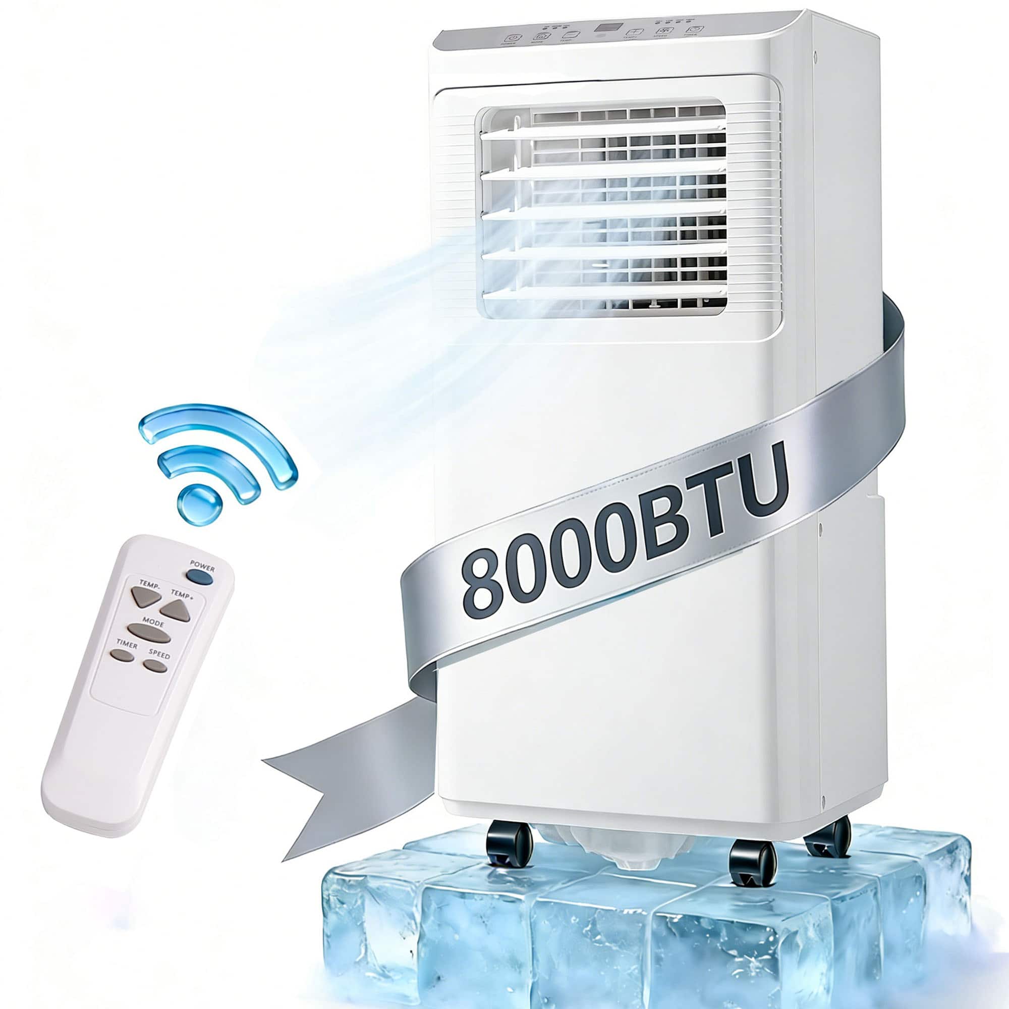 Tacool - 8000BTU Portable Air Conditioner Cools Up to 250 SQ.FT,Home 3-in-1 AC with 24H Timer and Remote Control for Dorm - White