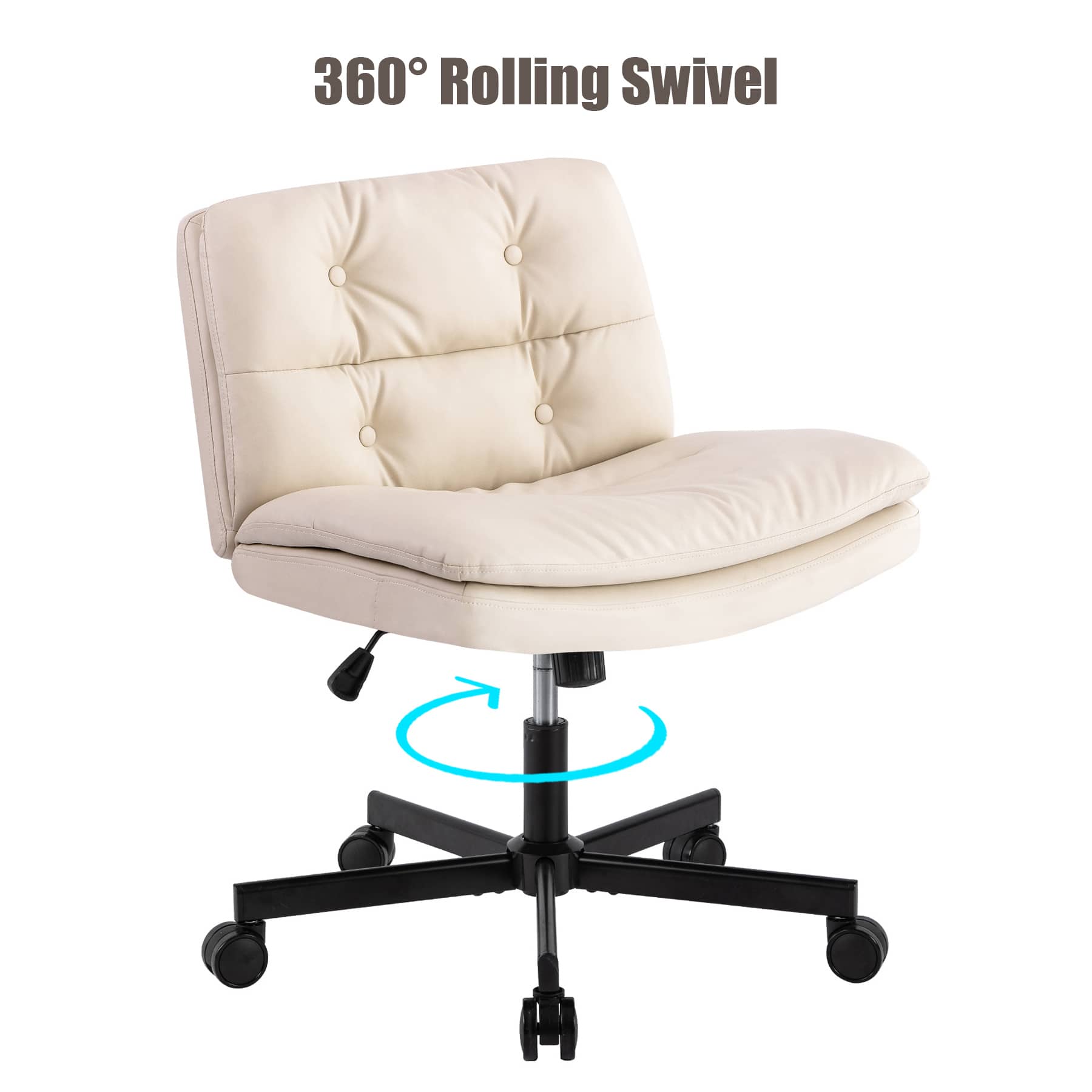 Spaco - Larger Size 360° Swivel Home Office Desk Chair with Wheels, for Home Office - Beige