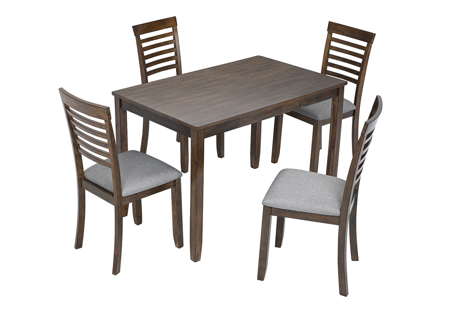 Boyel Living - 5-Piece Solid Wood Dining Set with 4 Upholstered Chairs - Brown