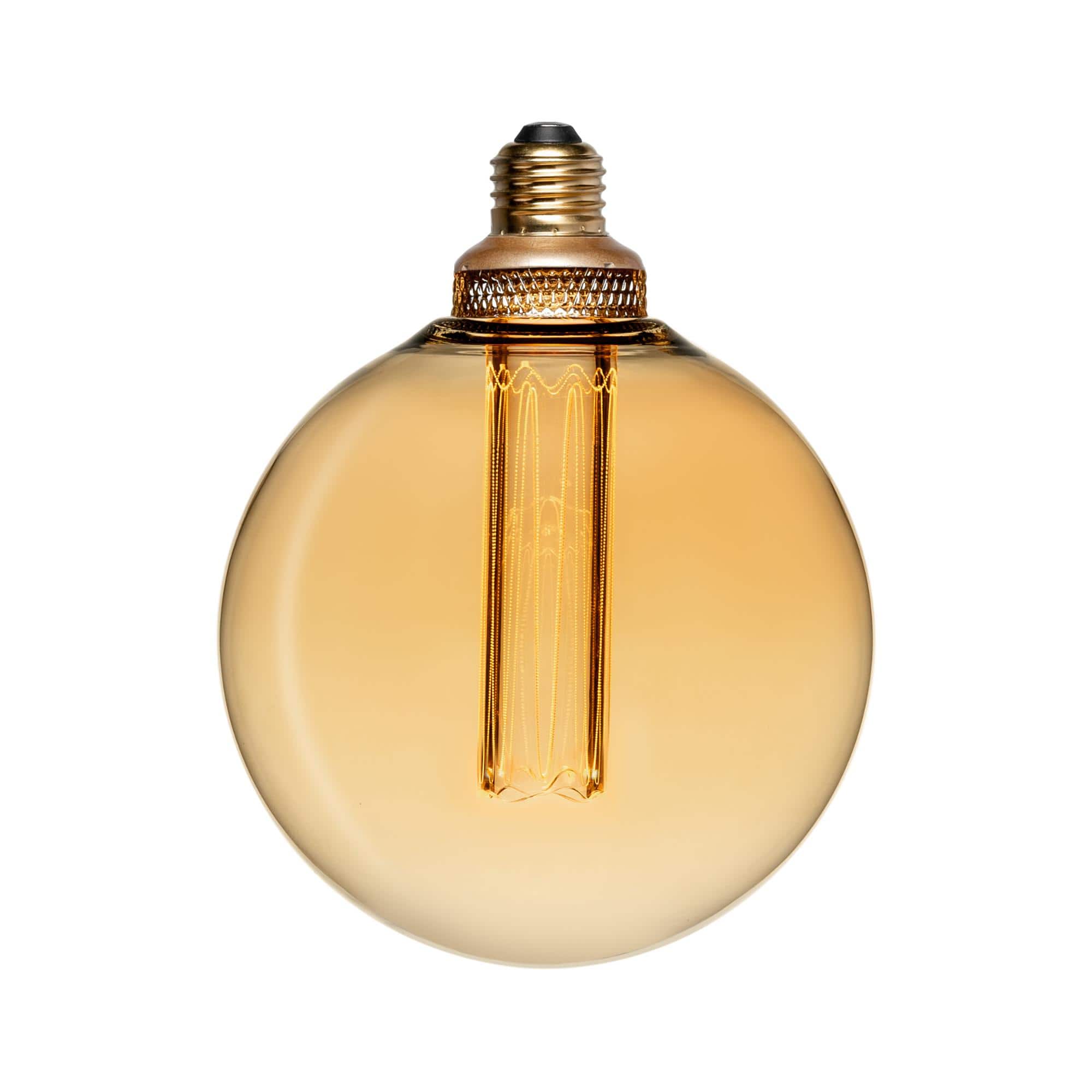 Next Glow - Vintage Globe LED Light Bulbs G40/G125 3.5W (20W Eq), E26 Base, Dimmable Light for Home/Kitchen - Warm Amber