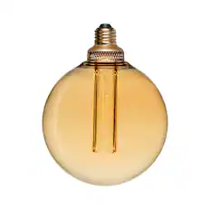Front. Next Glow - Vintage Globe LED Light Bulbs G40/G125 3.5W (20W Eq), E26 Base, Dimmable Warm Amber Light for Home/Kitchen - Warm Amber.