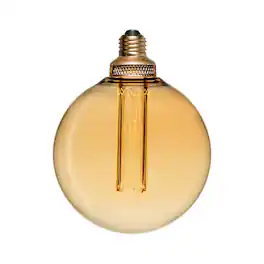 Next Glow - Vintage Globe LED Light Bulbs G40/G125 3.5W (20W Eq), E26 Base, Dimmable Light for Home/Kitchen - Warm Amber