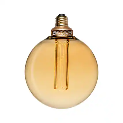 Front. Next Glow - Vintage Globe LED Light Bulbs G40/G125 3.5W (20W Eq), E26 Base, Dimmable Warm Amber Light for Home/Kitchen - Warm Amber.