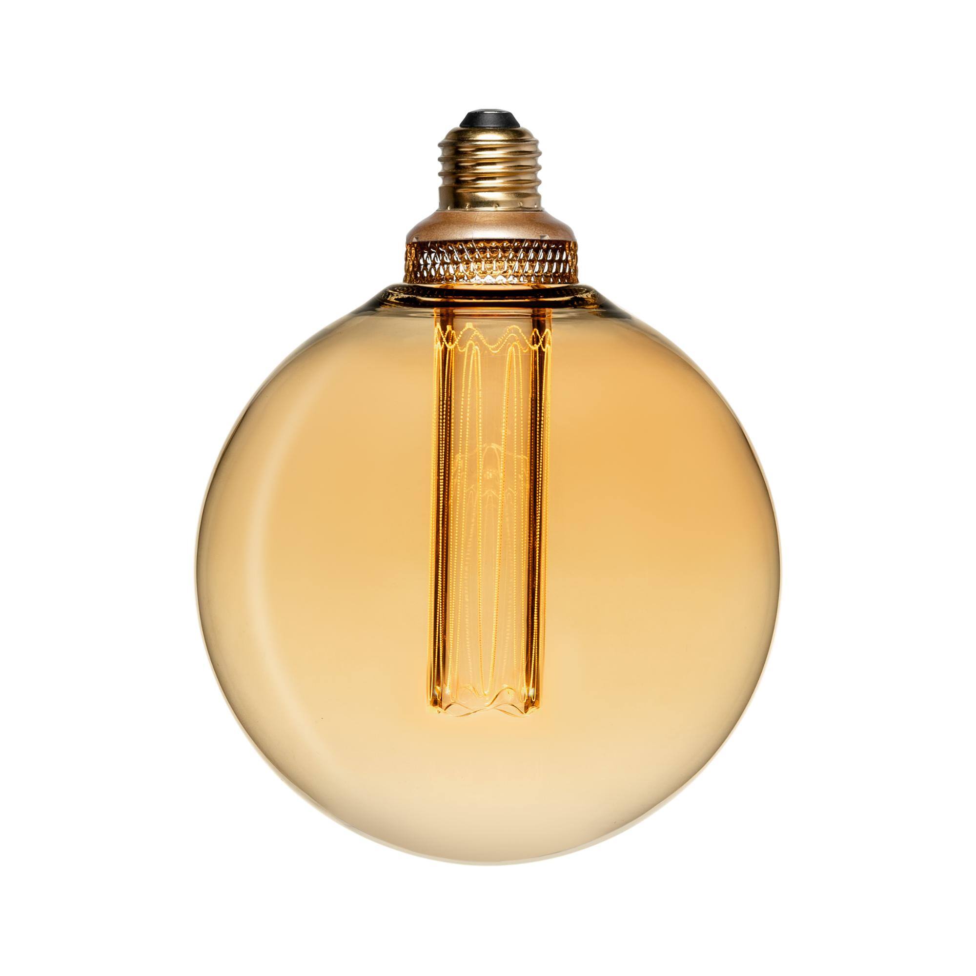 Front. Next Glow - Vintage Globe LED Light Bulbs G40/G125 3.5W (20W Eq), E26 Base, Dimmable Warm Amber Light for Home/Kitchen - Warm Amber.