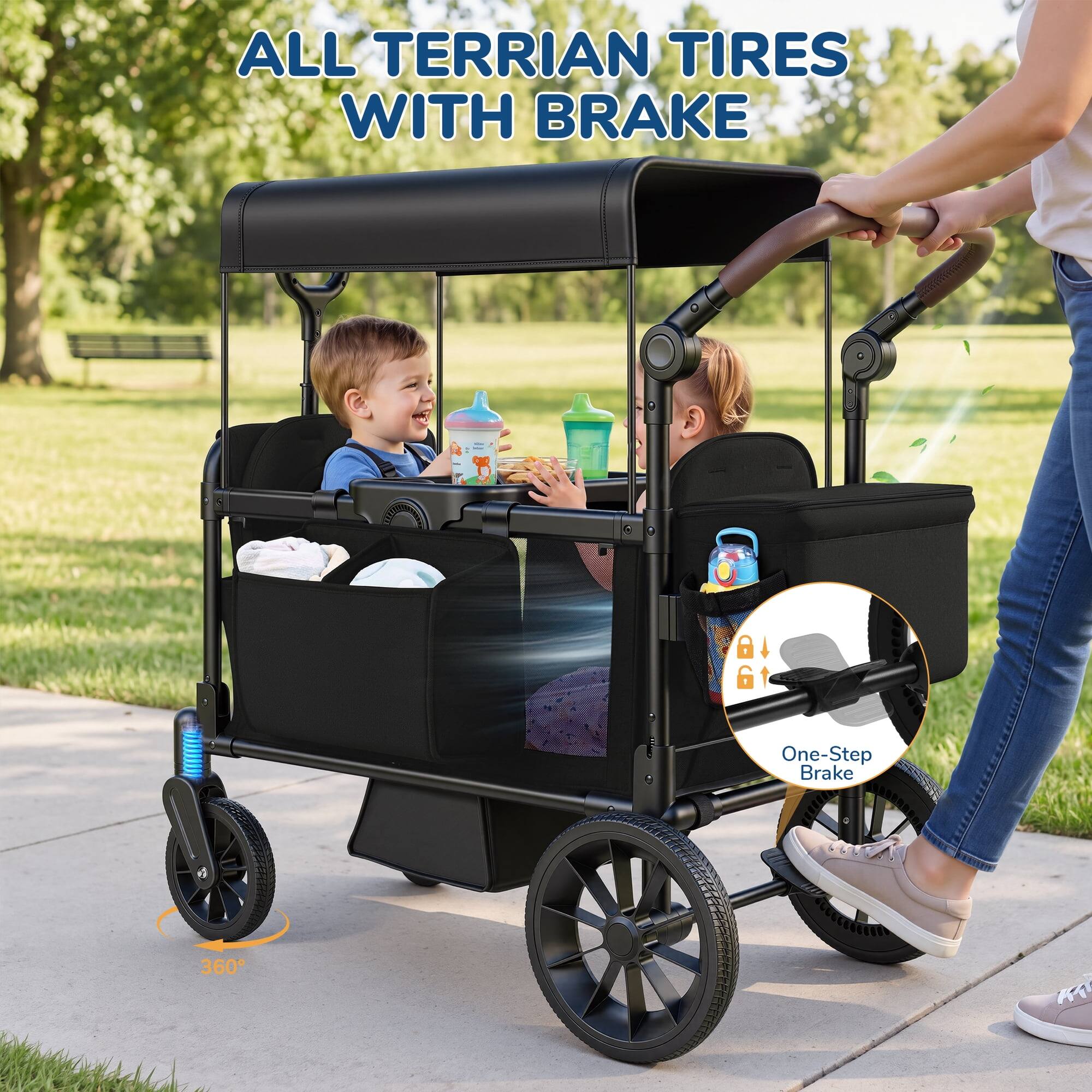 ALL TERRAIN TIRES WITH BRAKE

One-Step Brake

360°