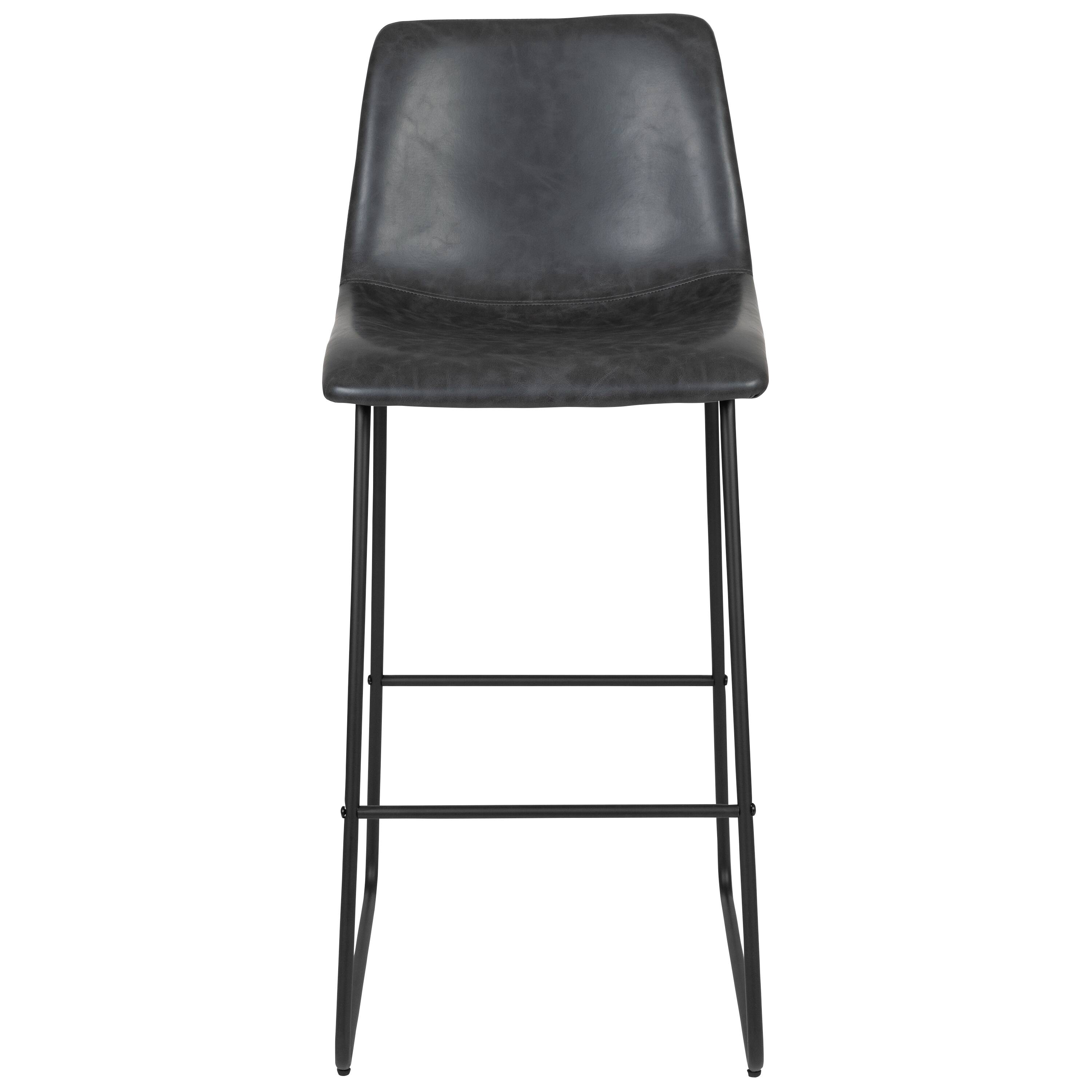 Alt View 8. Emma + Oliver - Set of 2 Kitchen Bar Height Stool - 30 Inch LeatherSoft Barstool - Gray.