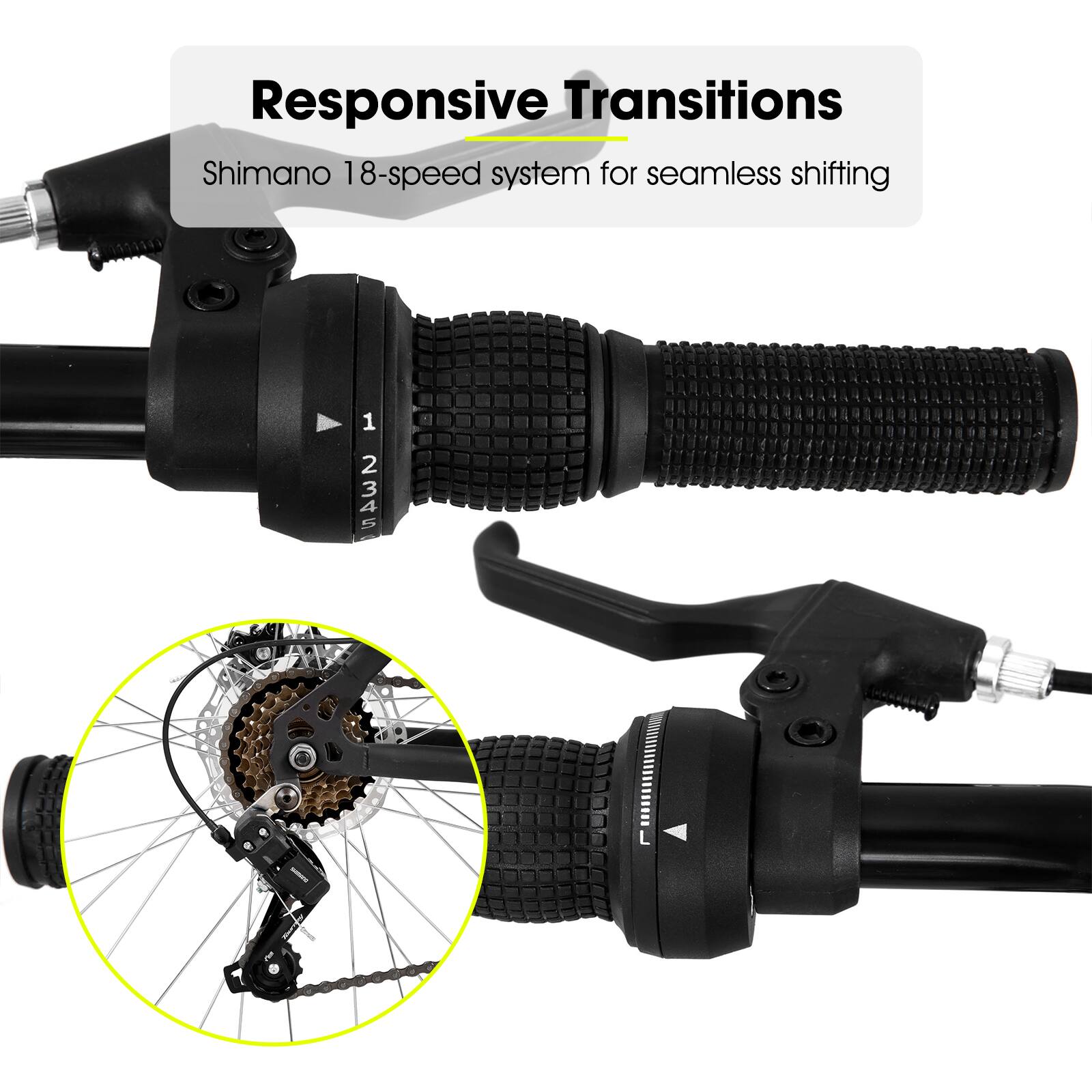 Responsive Transitions  
Shimano 18-speed system for seamless shifting