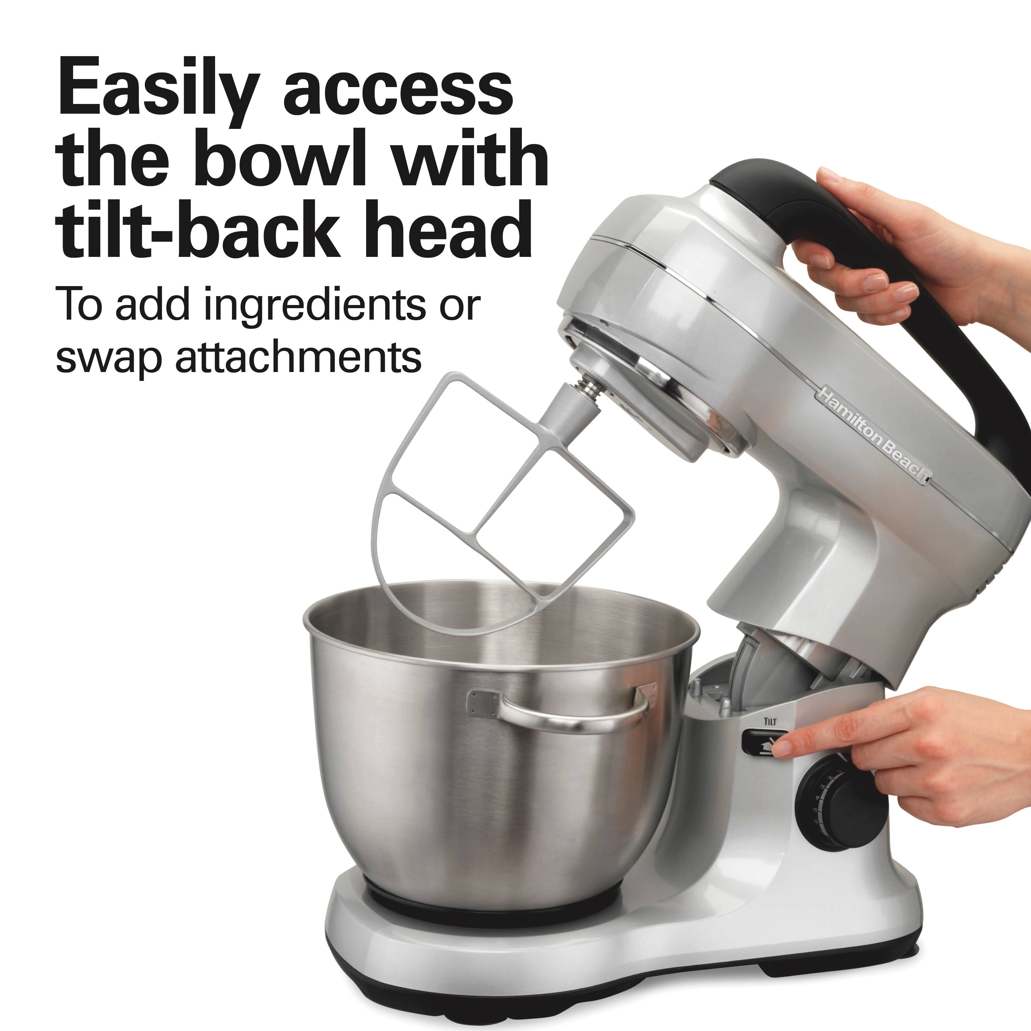 Easily access the bowl with tilt-back head  
To add ingredients or swap attachments
