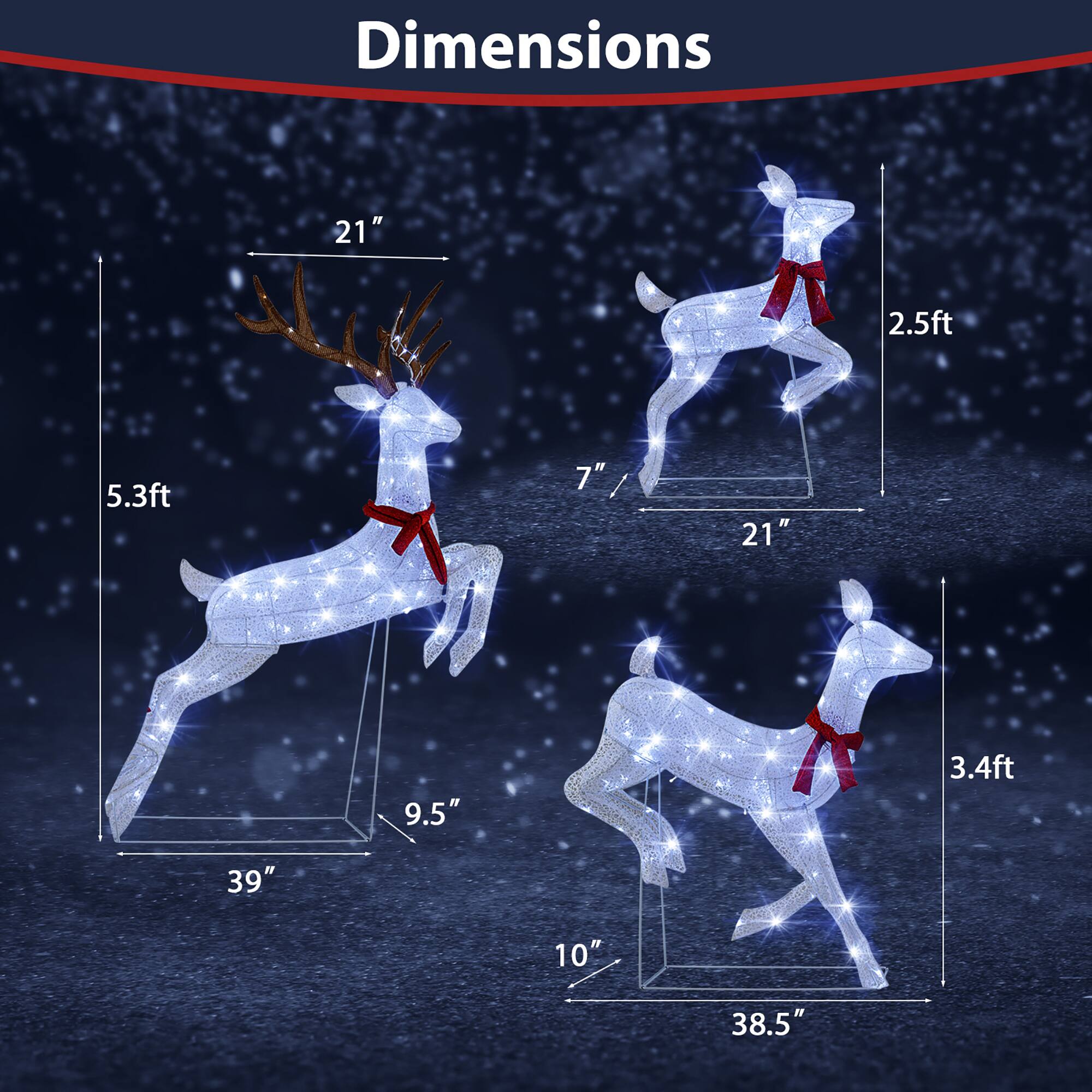 Dimensions

- 5.3ft (Height) x 21" (Width) x 9.5" (Depth)
- 2.5ft (Height) x 21" (Width) x 7" (Depth)
- 3.4ft (Height) x 38.5" (Width) x 10" (Depth)