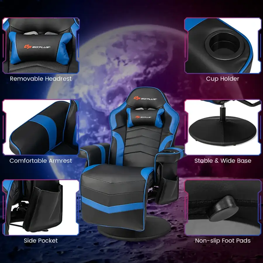 1. Removable Headrest Cup Holder
2. Comfortable Armrest
3. Stable & Wide Base
4. Side Pocket
5. Non-slip Foot Pads