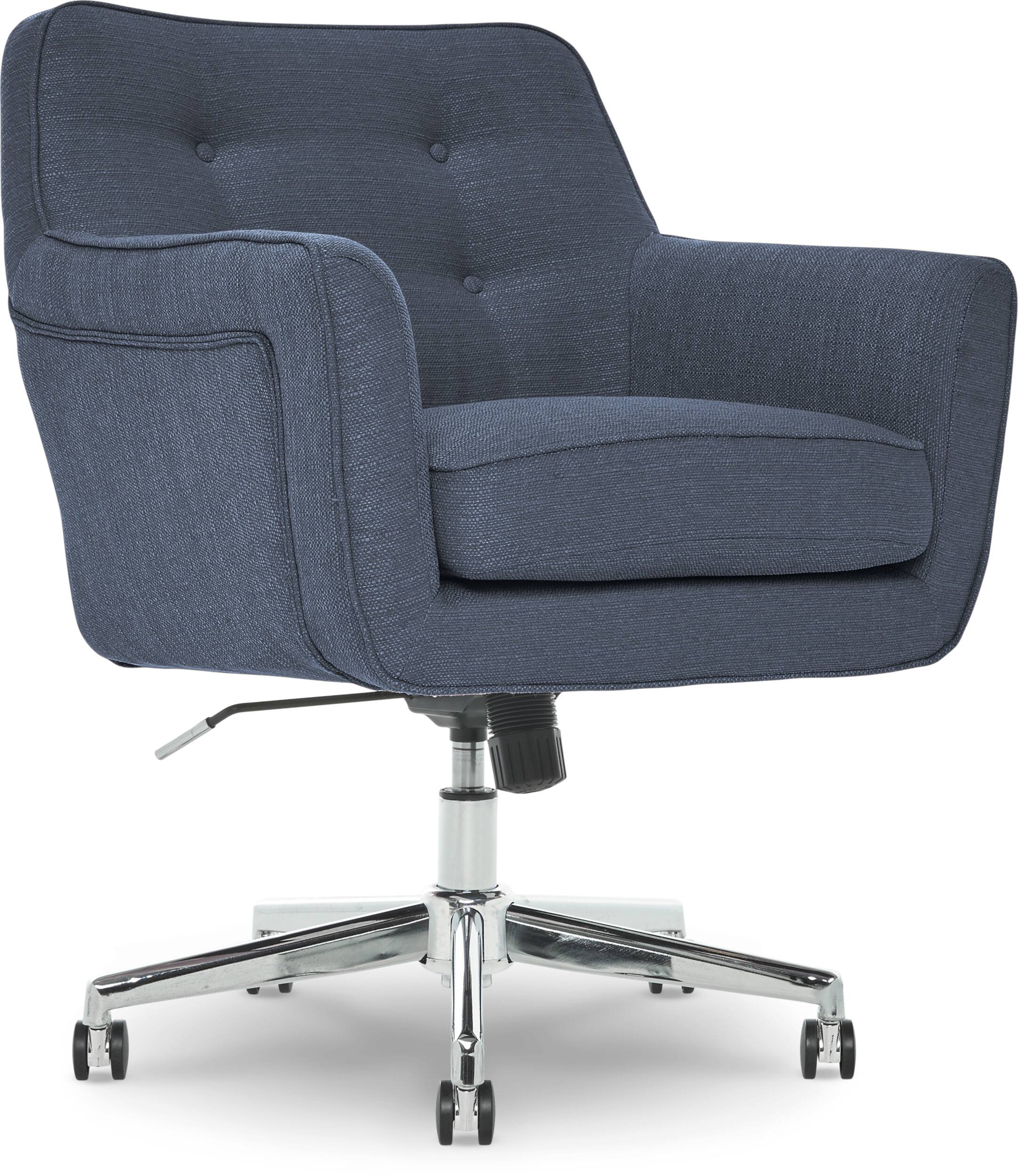 Angle. Serta - Ashland Memory Foam & Twill Fabric Home Office Chair - Blue.