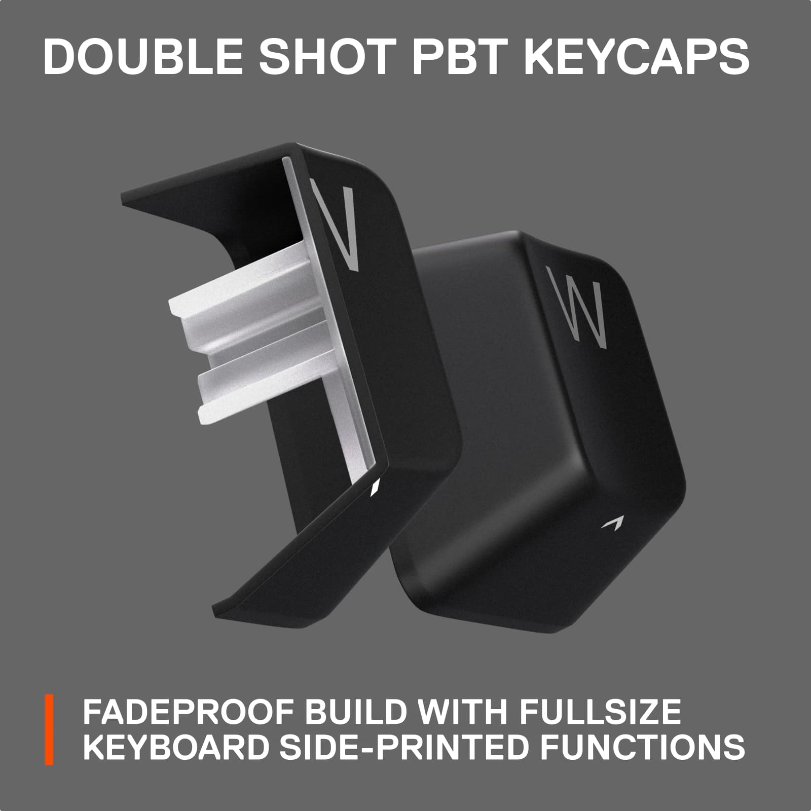 Double Shot PBT Keycaps V W Fadeproof Build with Fullsize Keyboard Side-Printed Functions