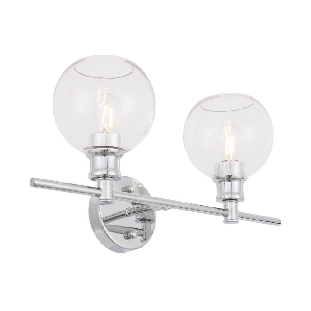 Alt View 4. Living District - Collier 2 light Chrome and Clear glass Wall sconce - Chrome And Clear Glass.