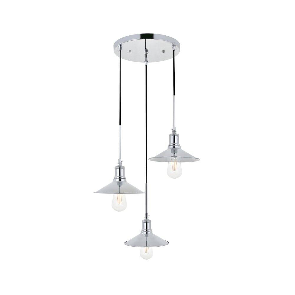 Alt View 6. Living District - Etude 3 Light Chrome Pendant - Chrome.