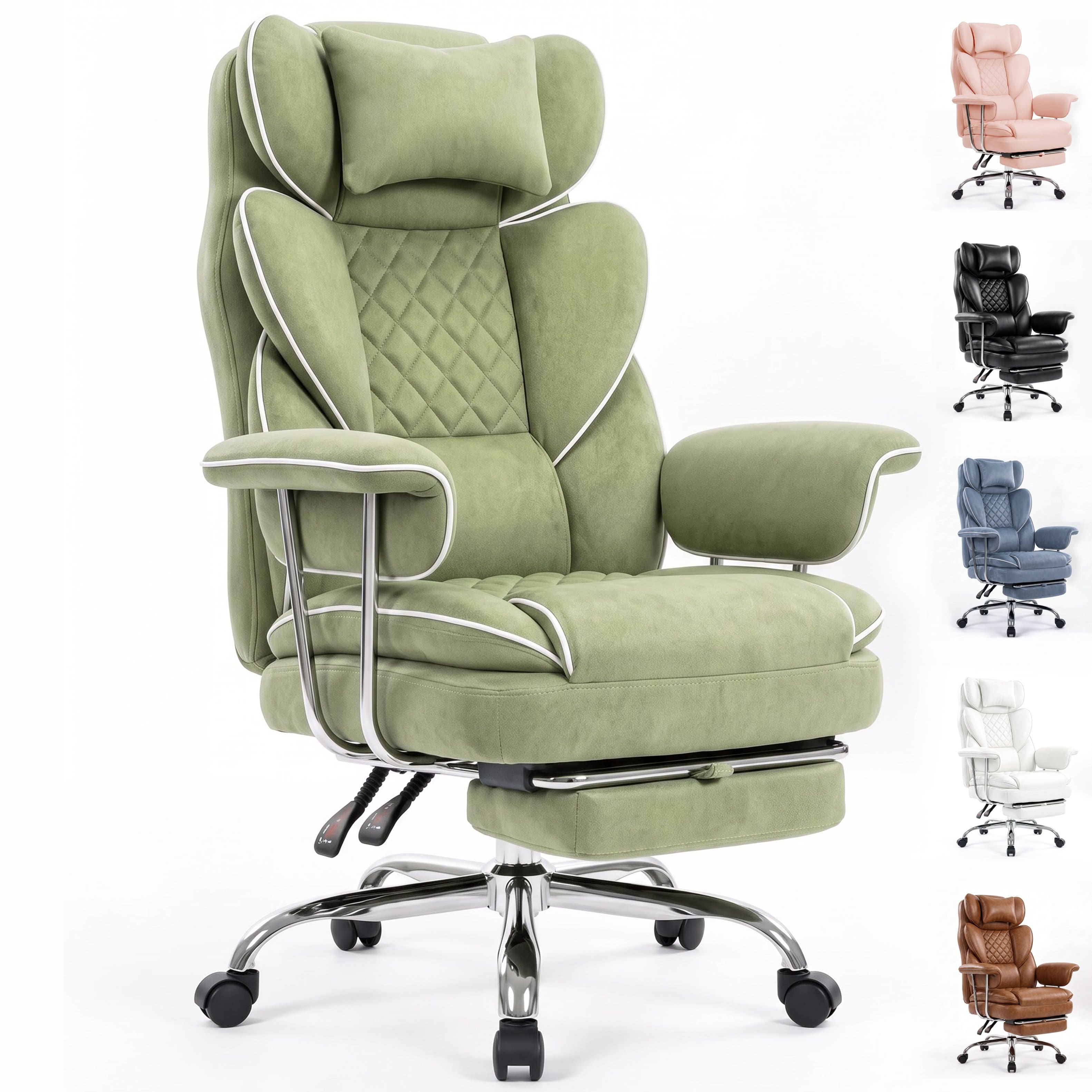Front. Celtoss - Executive Office Chair, Ergonomic Big and Tall Heavy Duty Computer Desk Chair, High Back with Lumbar Support - Fabric - Green.
