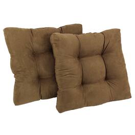 Blazing Needles - 19-inch Squared Microsuede Tufted Dining Chair Cushion (Set of Two) - Saddle Brown